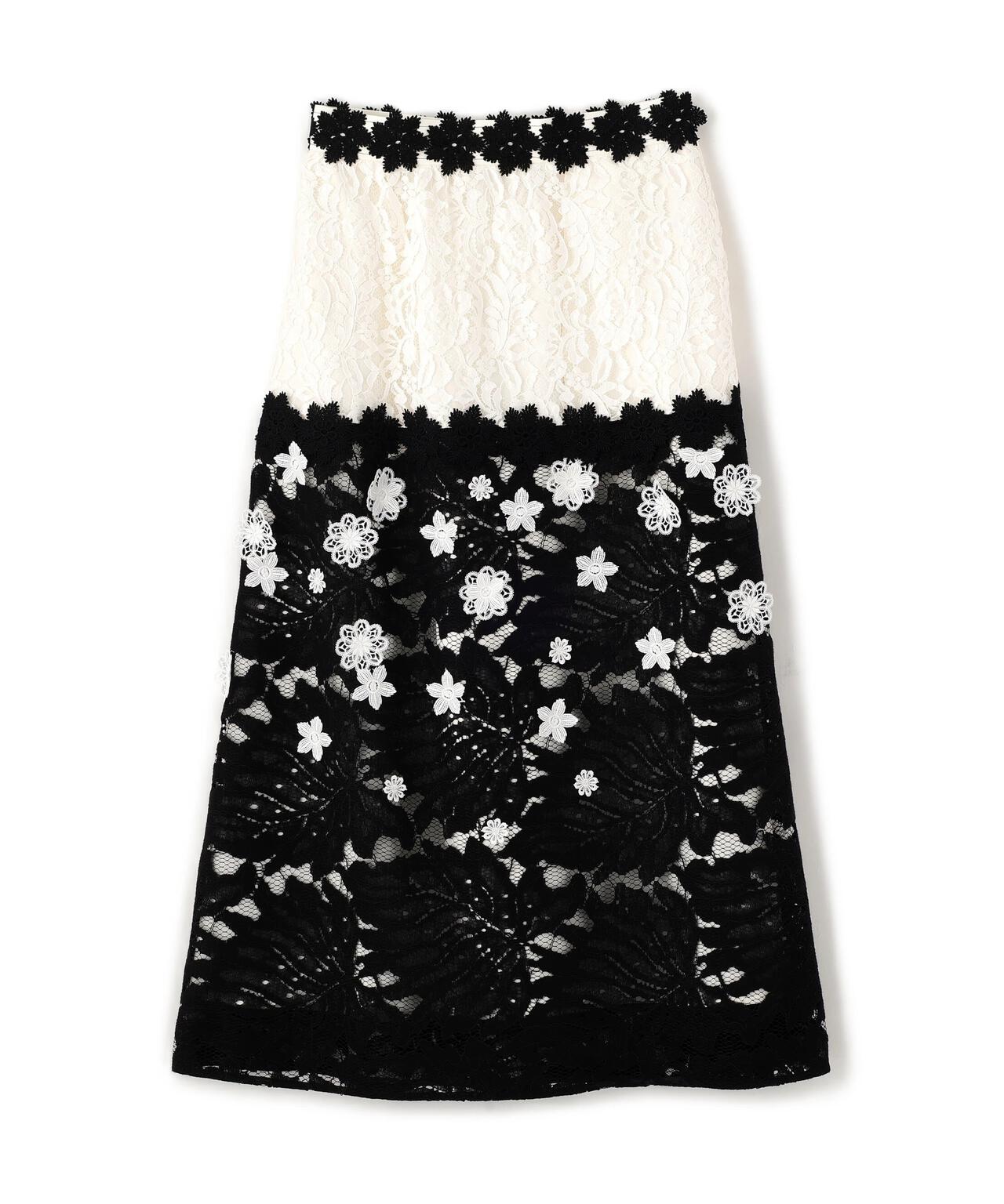 ＜BLACK LABEL＞バイカラーレーススカート