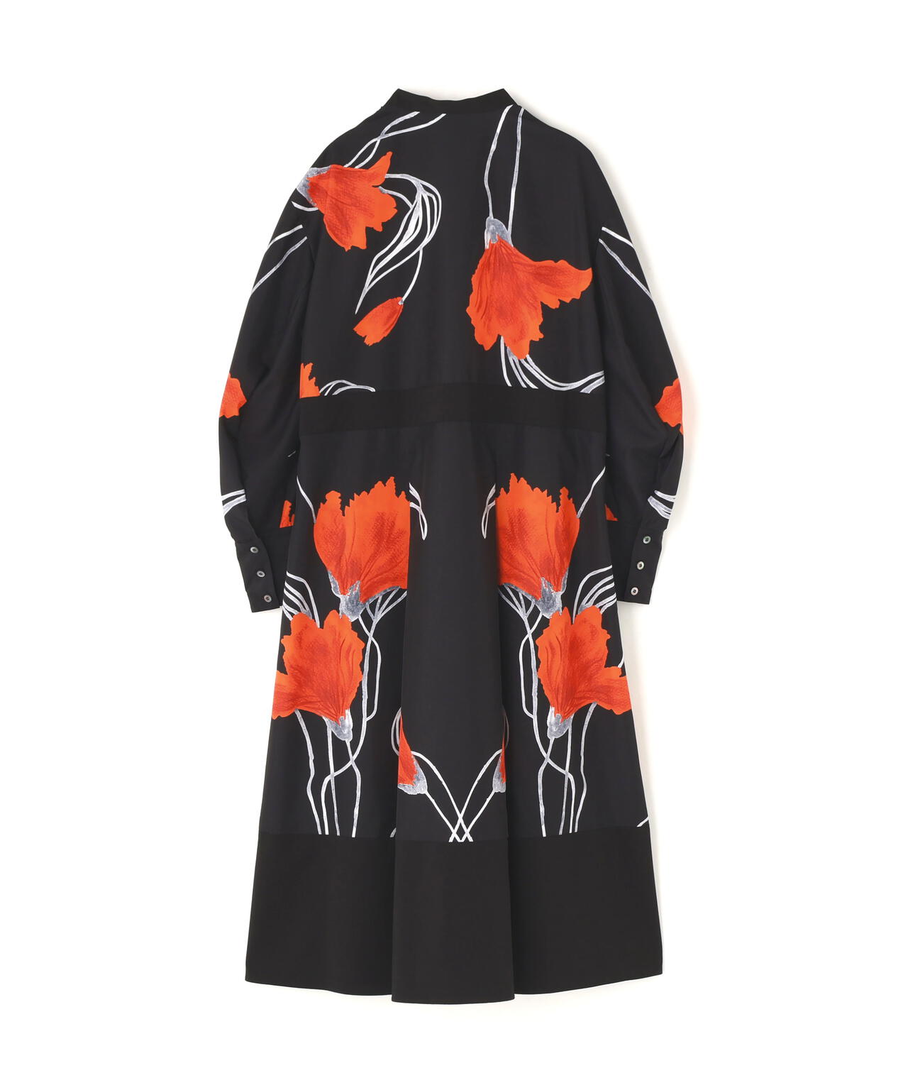 ドローイングフラワープリントワンピース