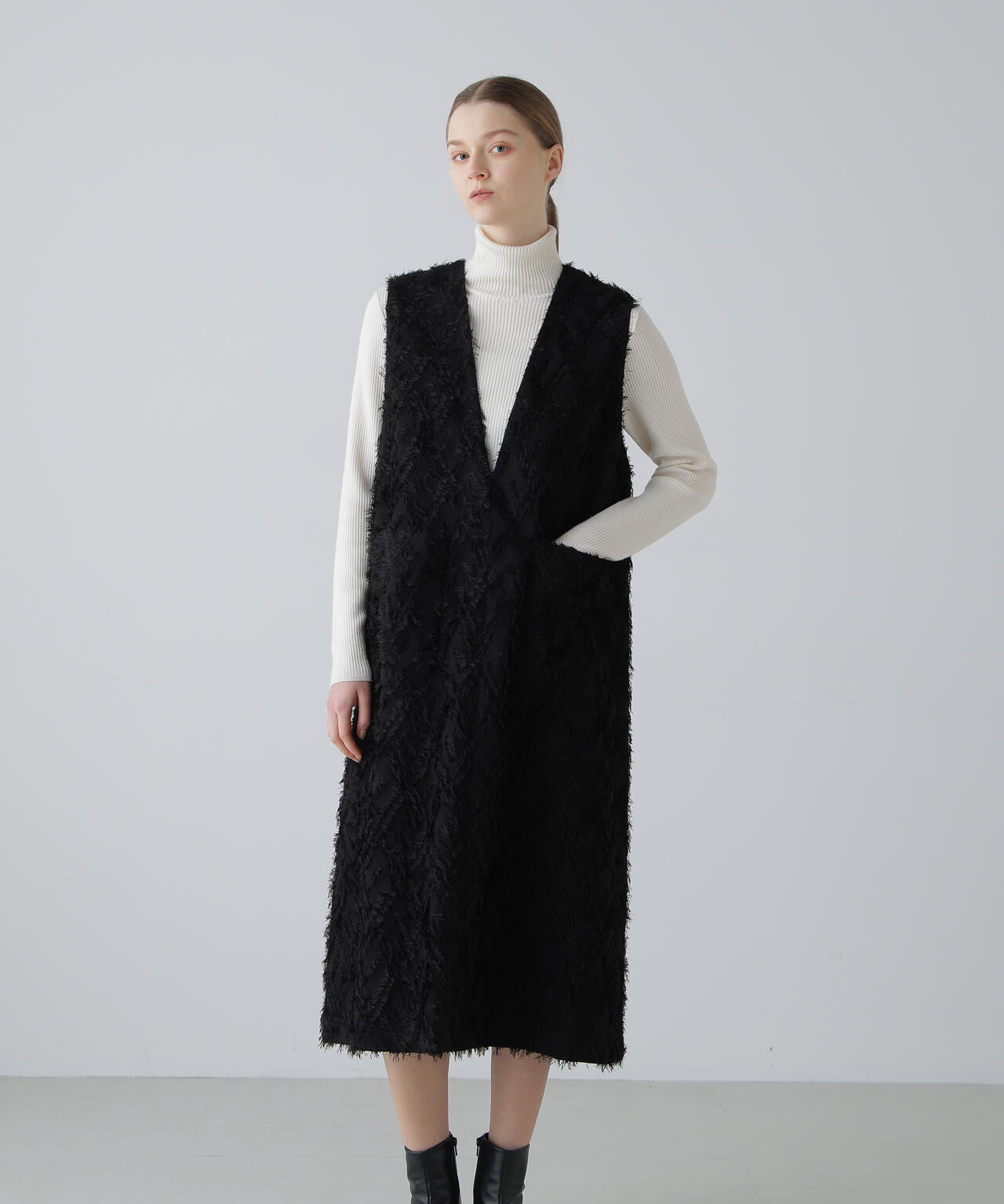 ロンバスカットジャガードワンピース