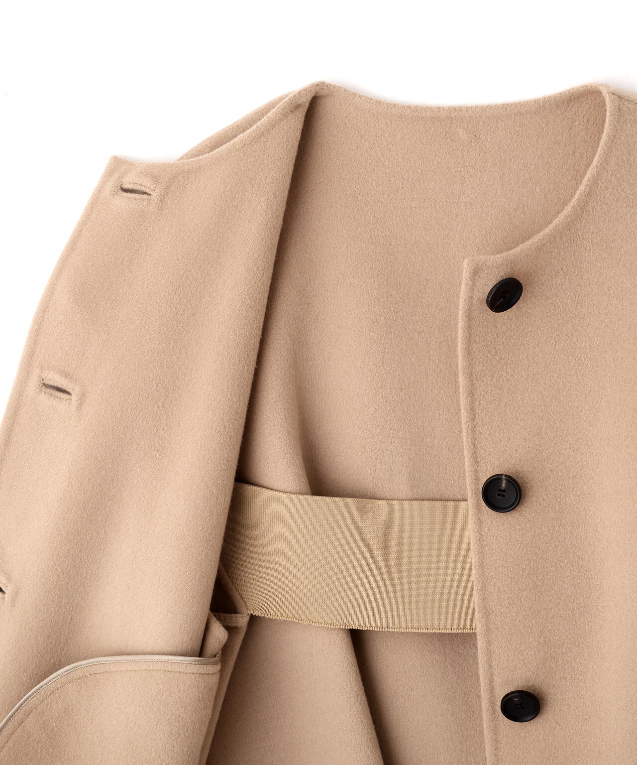 ソリッドウールリバーノーカラージレ