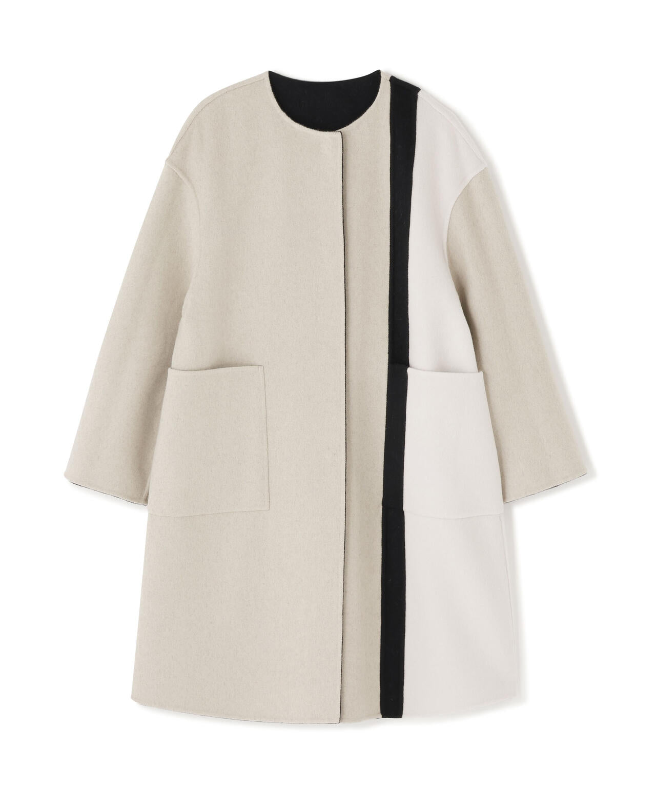 極美品✨️24AW　アドーア　2TONEリバーノーカラーコート　リバーシブル ADORE(アドーア)の◇カシミヤ混2TONEリバーノーカラー