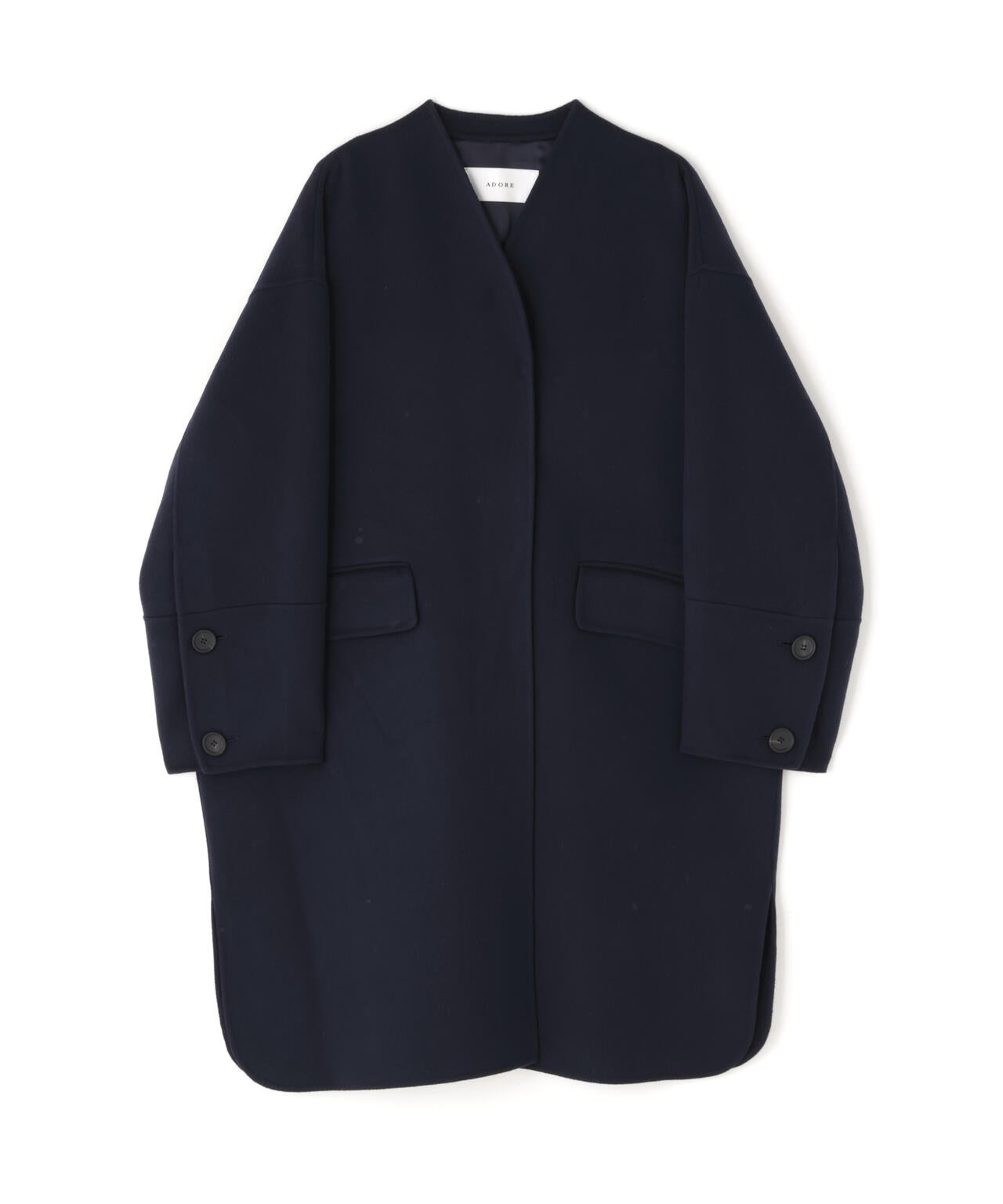 ソリッドウールリバーノーカラーコート