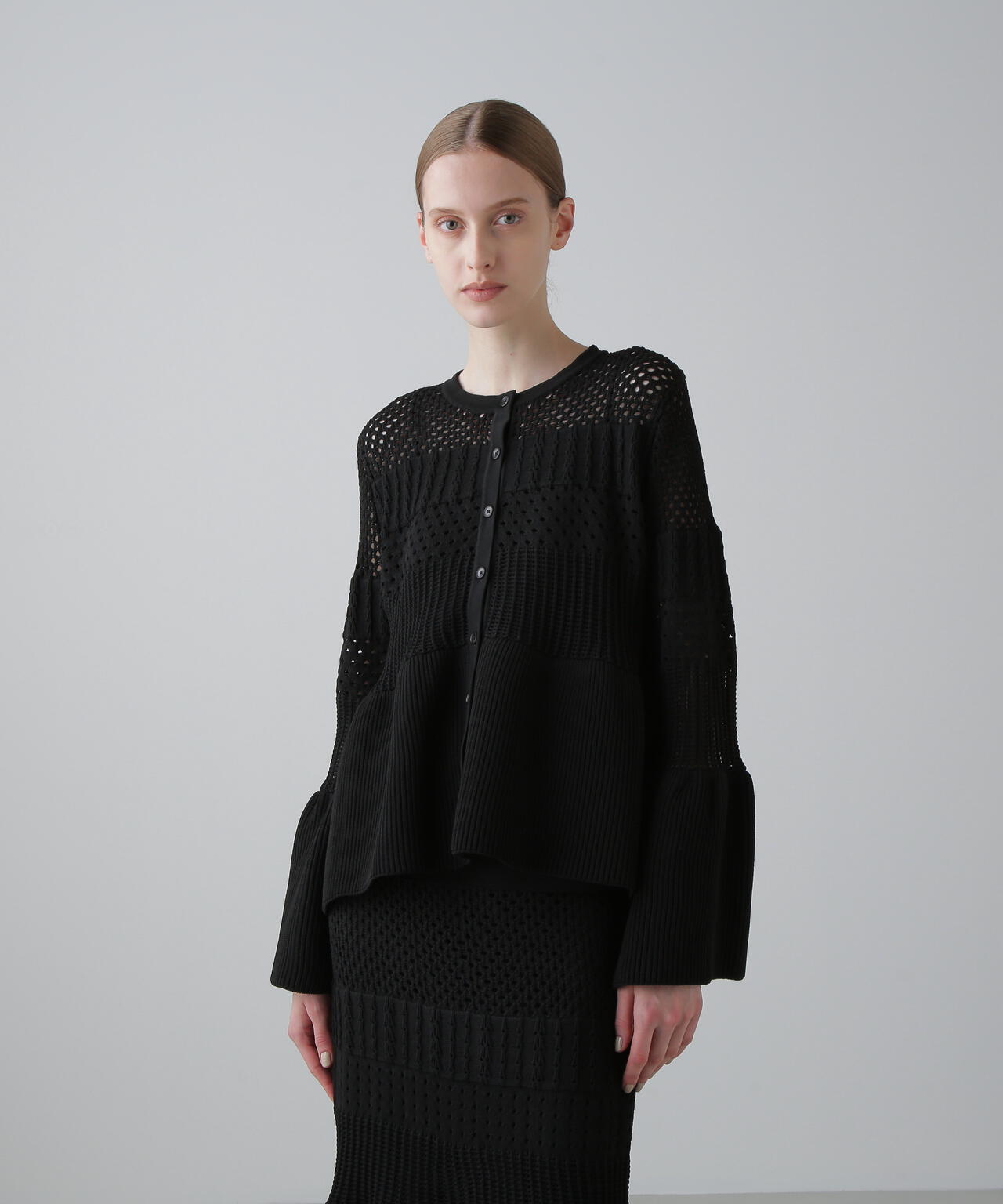 パターンニットカーディガン