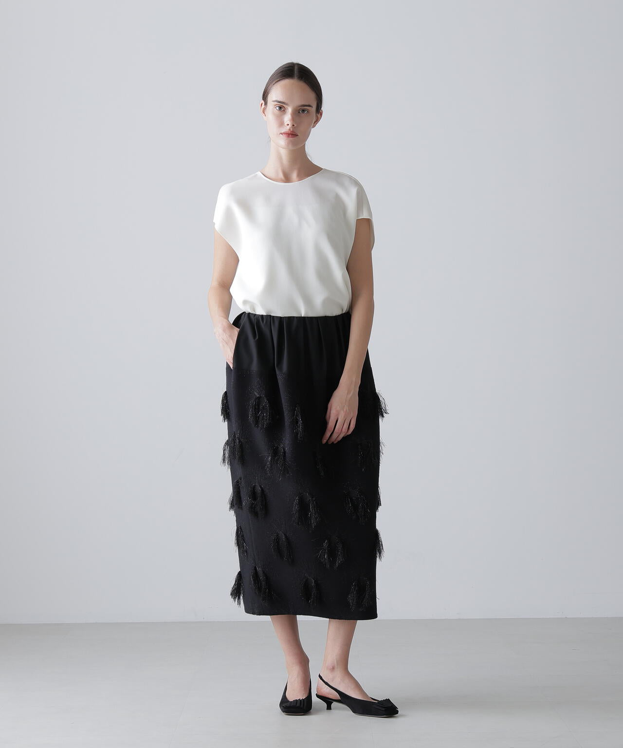 ＜BLACK LABEL＞プレーンダブルクロスブラウス