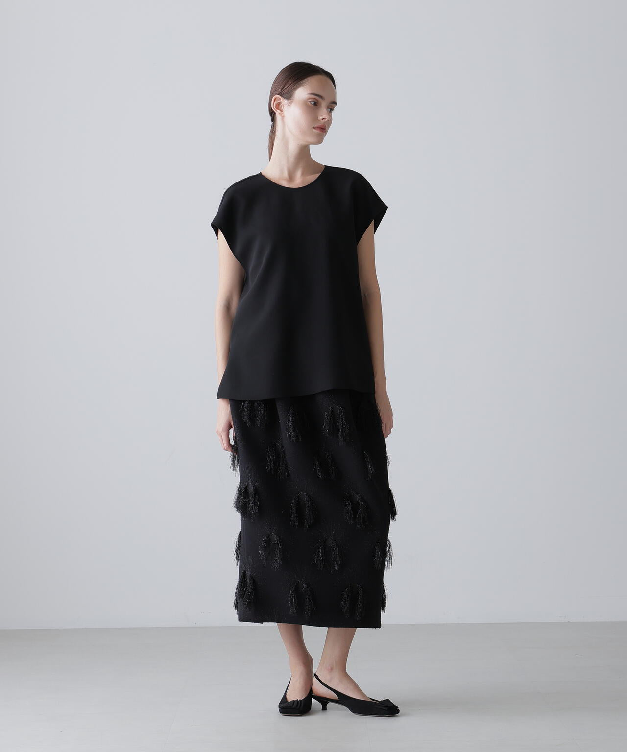 ADORE アドーア Wジャガード ジャージー スカート 38 ブラック 楽天