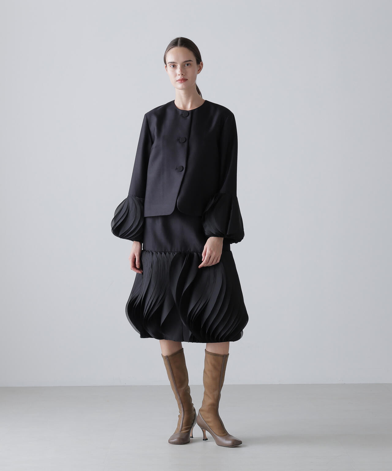 新品未使用 訳あり SHETokyo スカートロング パープル シルク XS シルクのマキシ丈スカート【DRESS HERSELF/ドレスハーセルフ