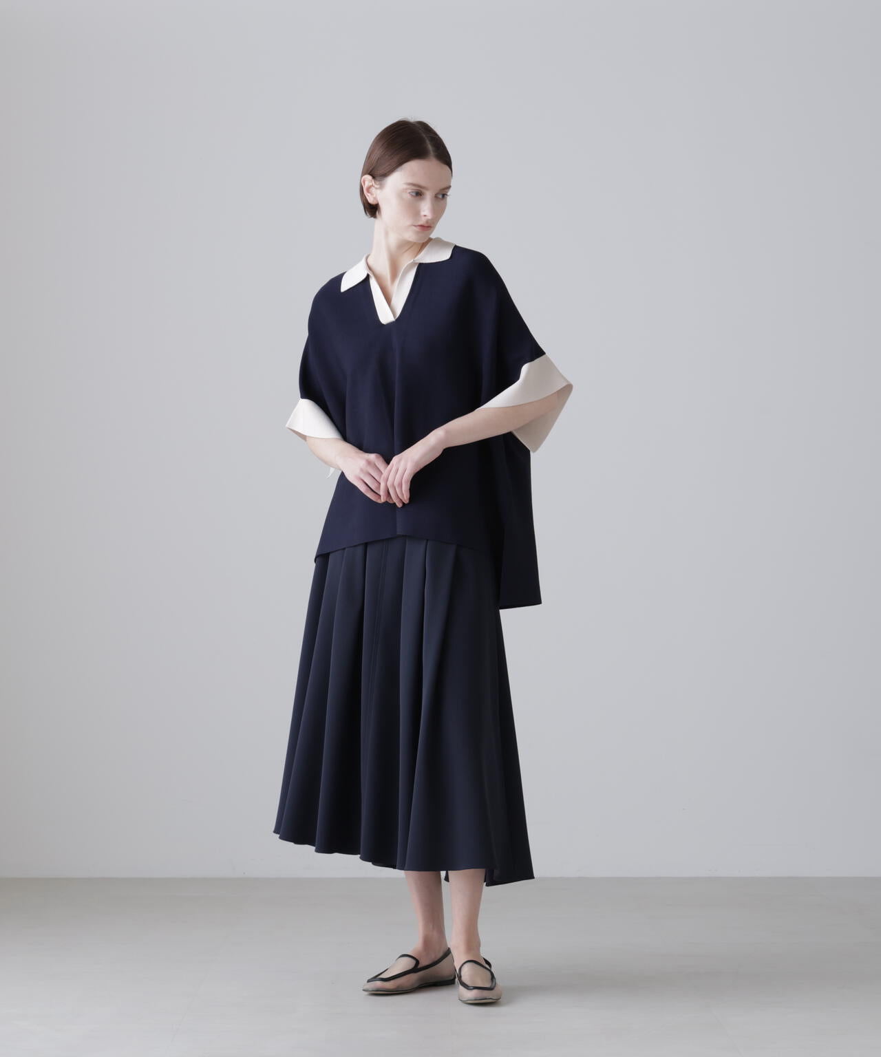希少サイズ40一部新品タグ付★アドーアADOREトップス&amp;スカートセット ADORE(アドーア)｜【予約販売】スクエアレーススカート/ネイビー の