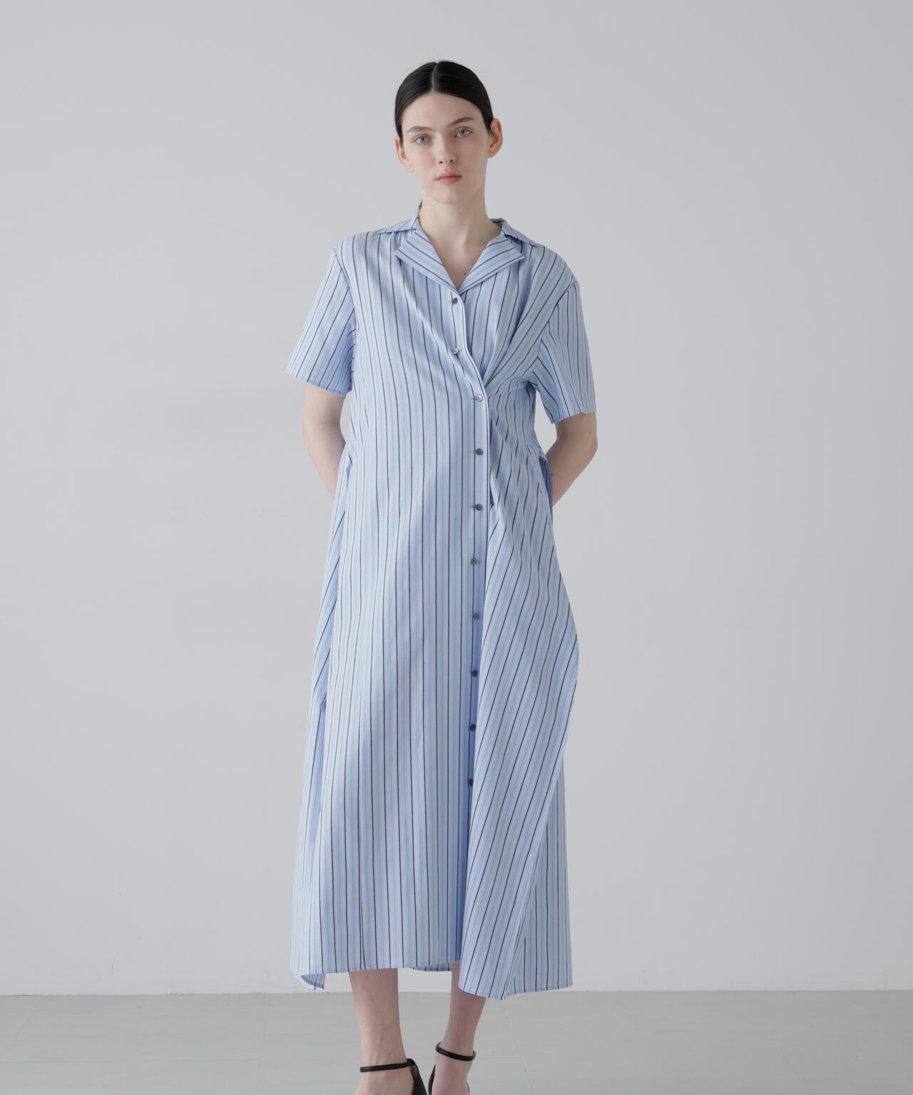 美品◆ADORE アドーア　バーサタイルコットンストライプワンピース　ブルー36 ミックスストライプワンピース | ADORE（アドーア） ｜【公式】通販mix