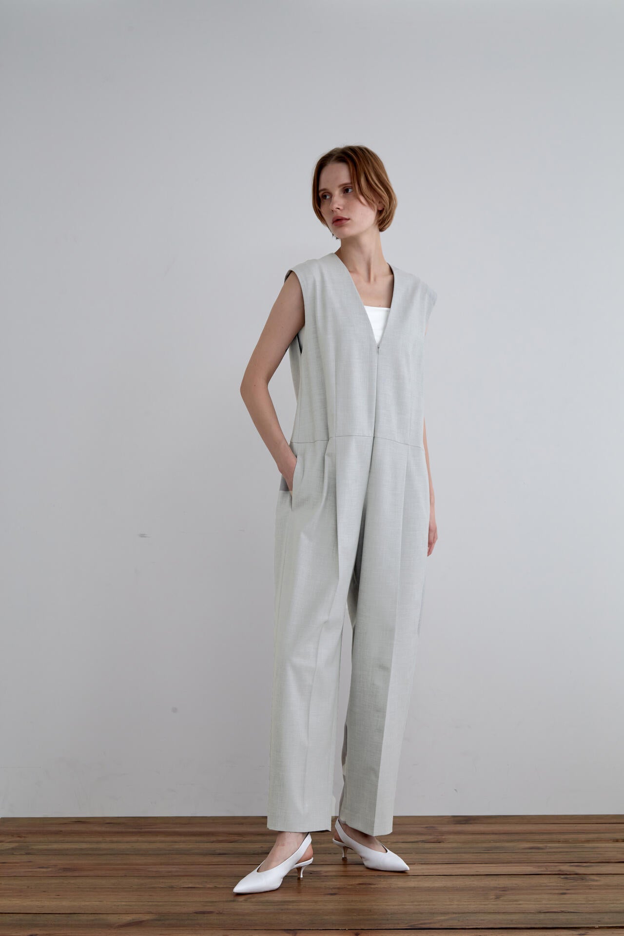 極美品✨ルフィルコットンタイプライターコンビネゾンウエストベルト  