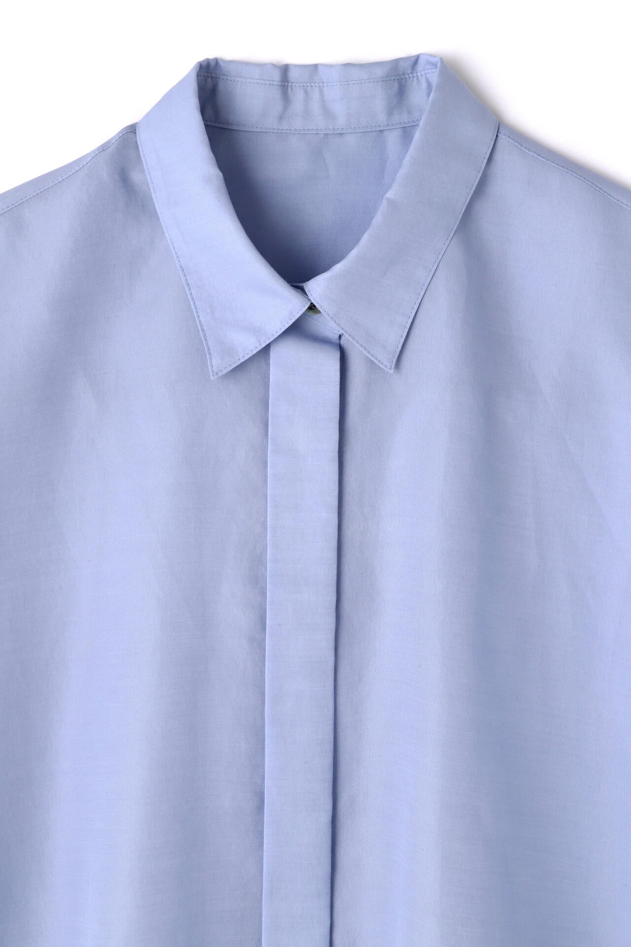 美品✨ルフィル ラウンドカラーブラウス シャツ トップス ブルー ドゥー ベル Doux Belle 秋新作 シャツ スタンドカラーシャツ