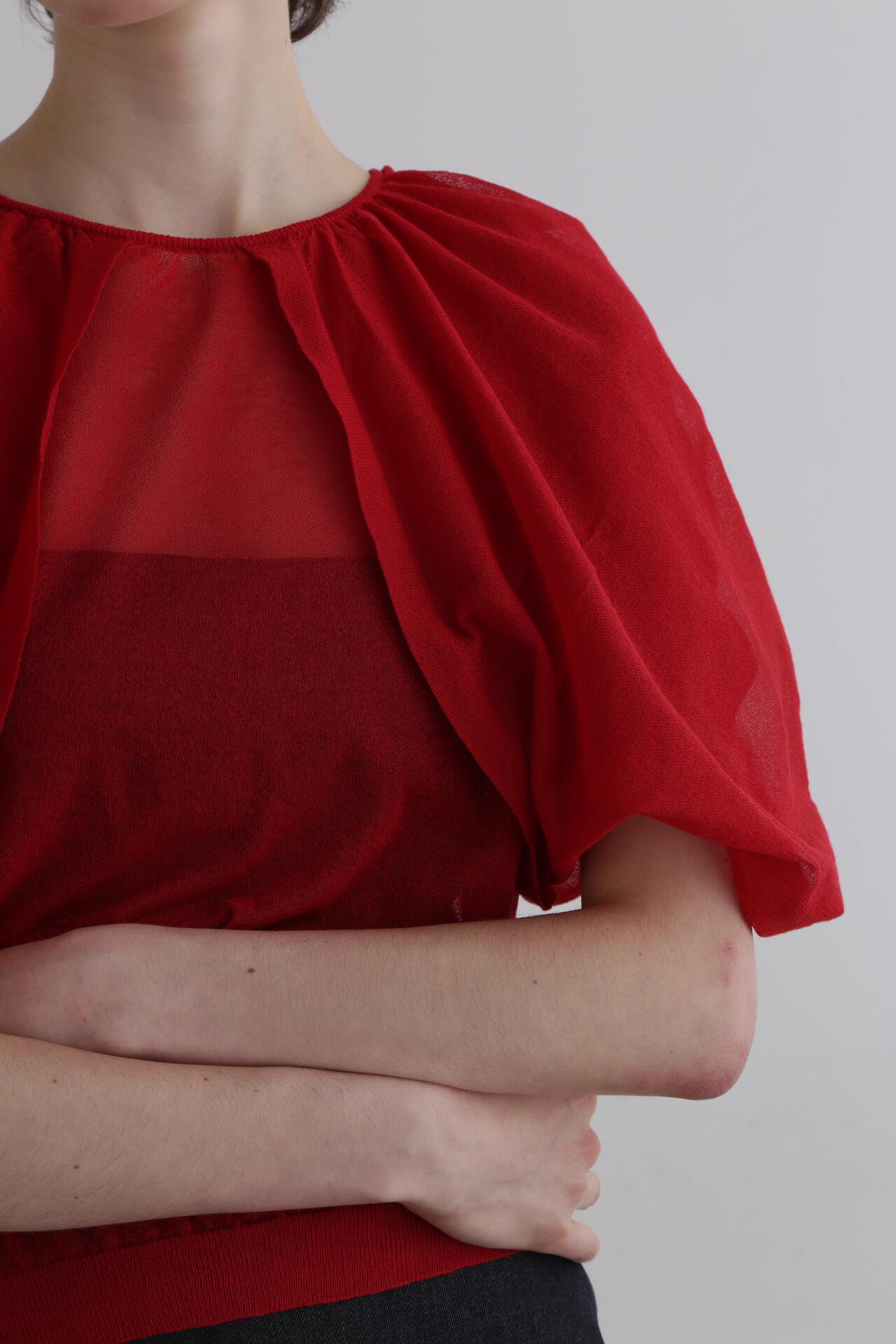 ✨近年✨Reneルネ　ニット　長袖　赤　レッド　現行タグ　パール　パフスリーブ ✨近年✨Reneルネ ニット 長袖 赤 レッド 現行タグ パール