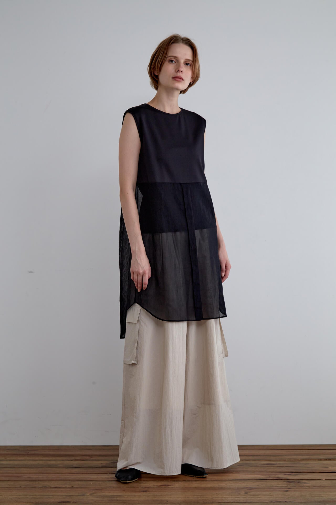 LE PHIL　シアーボイルコンビブラウス ルフィルLE PHIL シアーボイルコンビブラウス