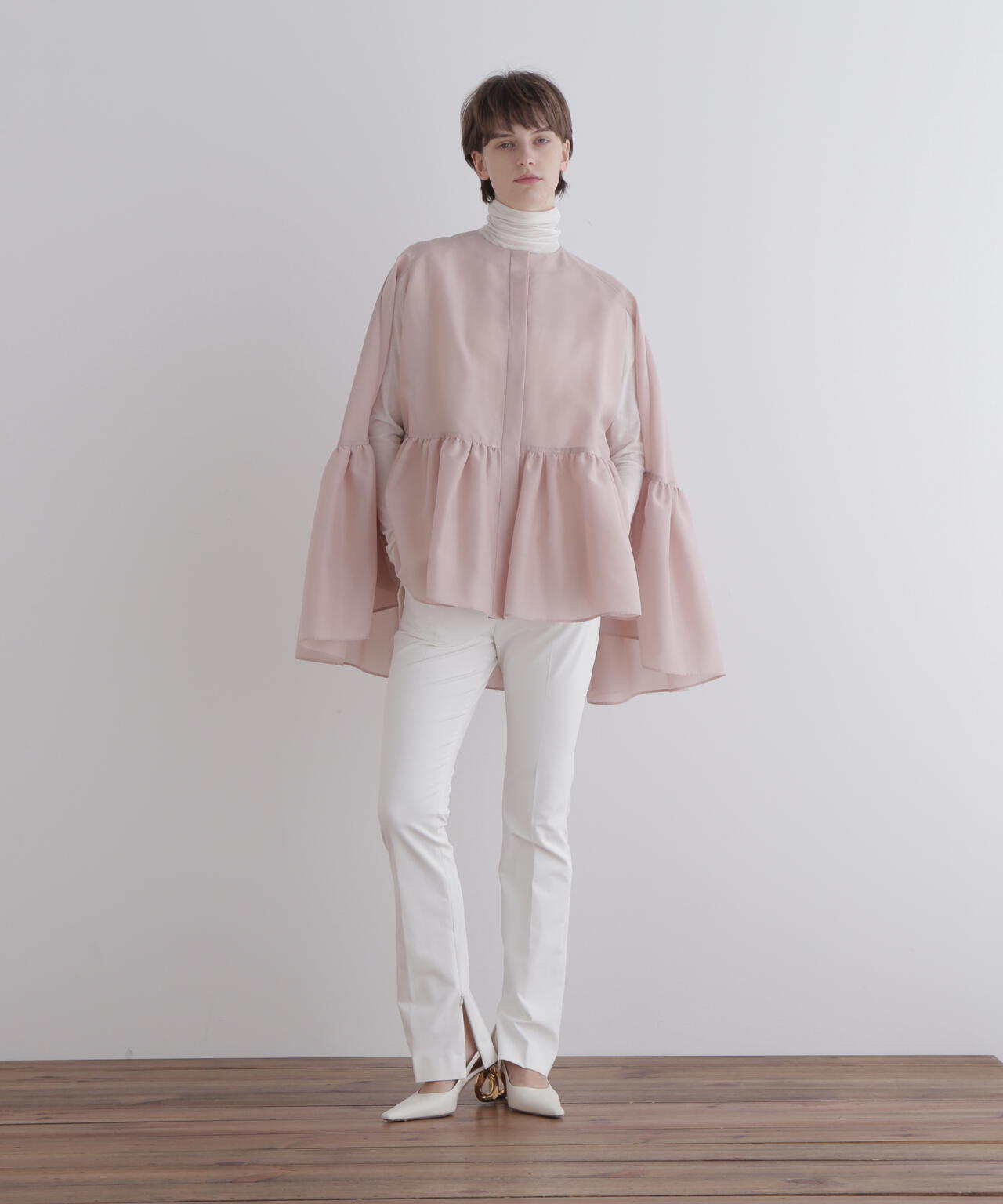 シアーオーガンジーケープブラウス