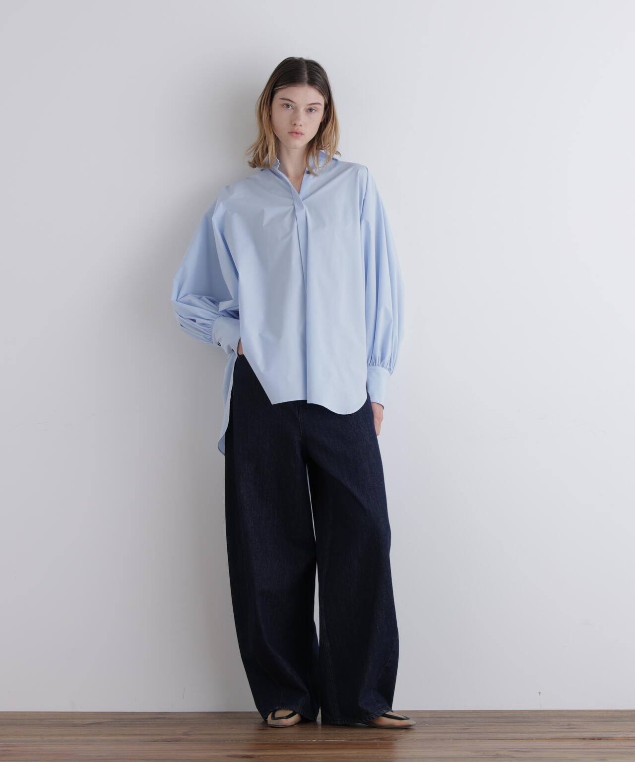 SOLOTEXブロードバックギャザーブラウス