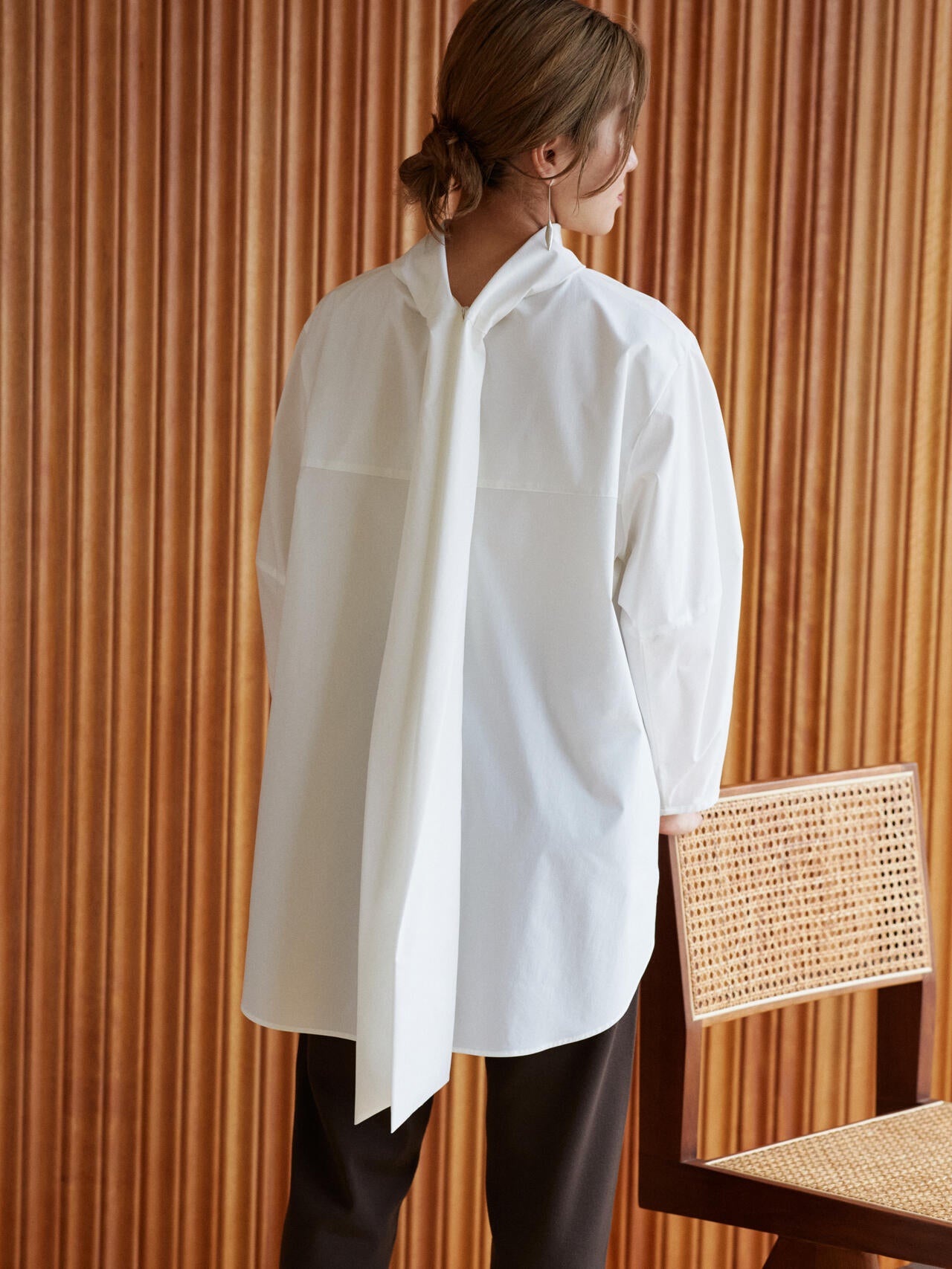 LE PHIL ルフィル SOLOTEXペプラムブラウス ホワイト SOLOTEXフレア