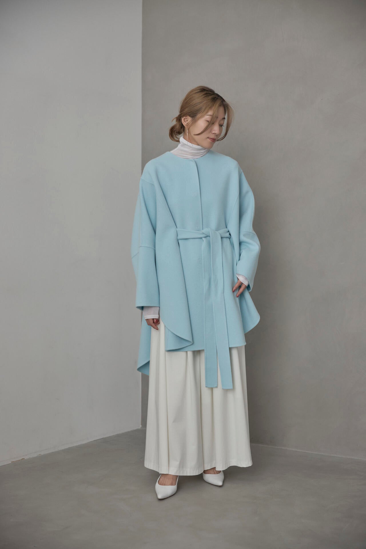 ソフトウールリバーポンチョコート