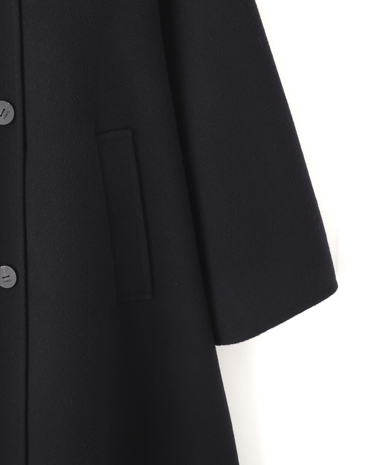 新品　ルフィル　2025W ソフトウールリバースタンドカラーコート　ブラック LE PHIL(ル フィル)｜ソフトウールリバースタンドカラーコート