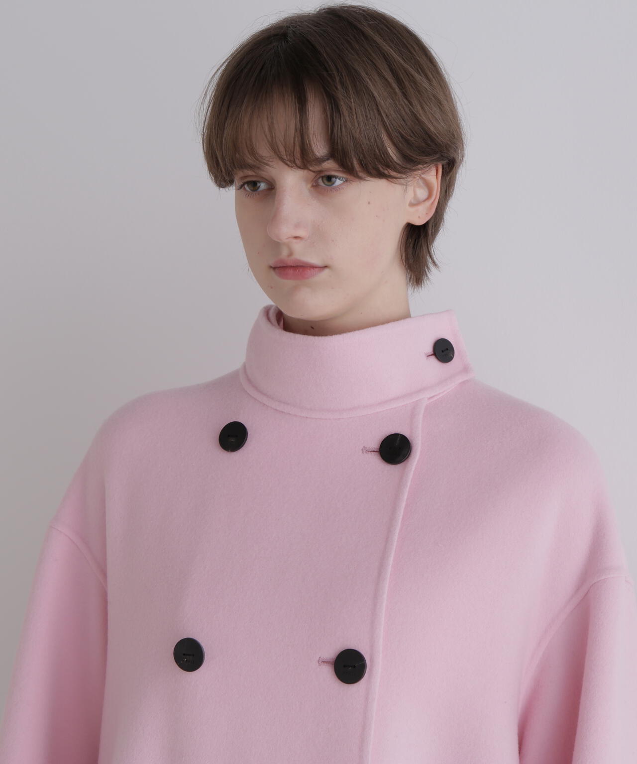 ソフトウールリバースタンドカラーコート