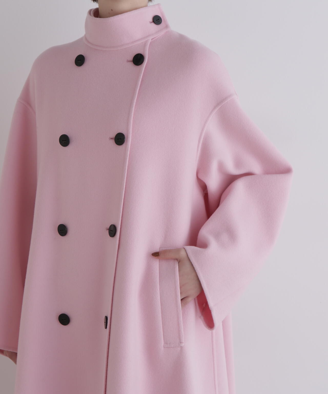 ソフトウールリバースタンドカラーコート