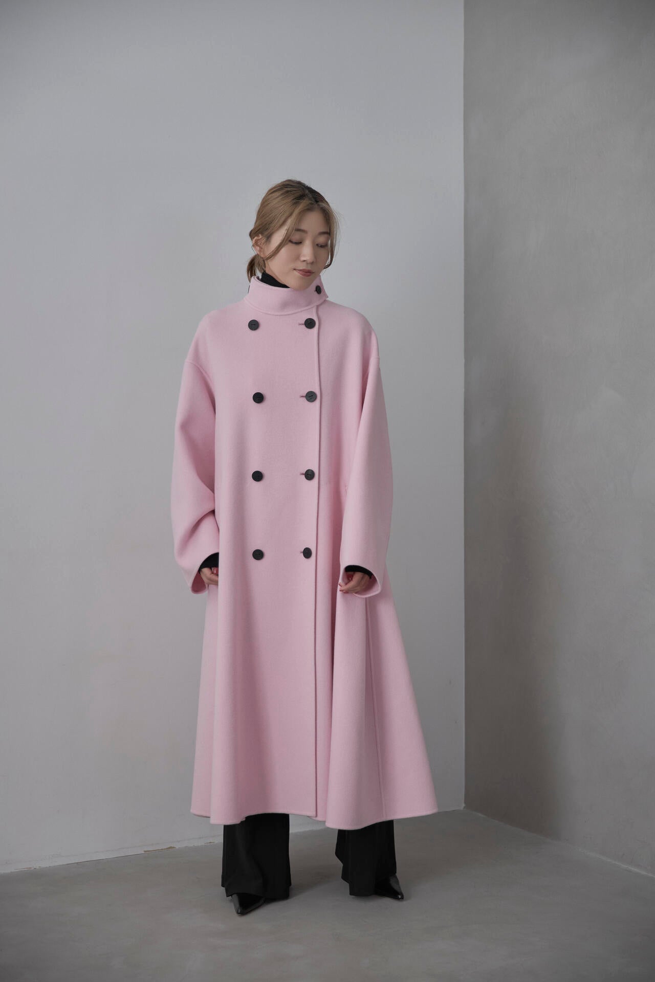 ソフトウールリバースタンドカラーコート