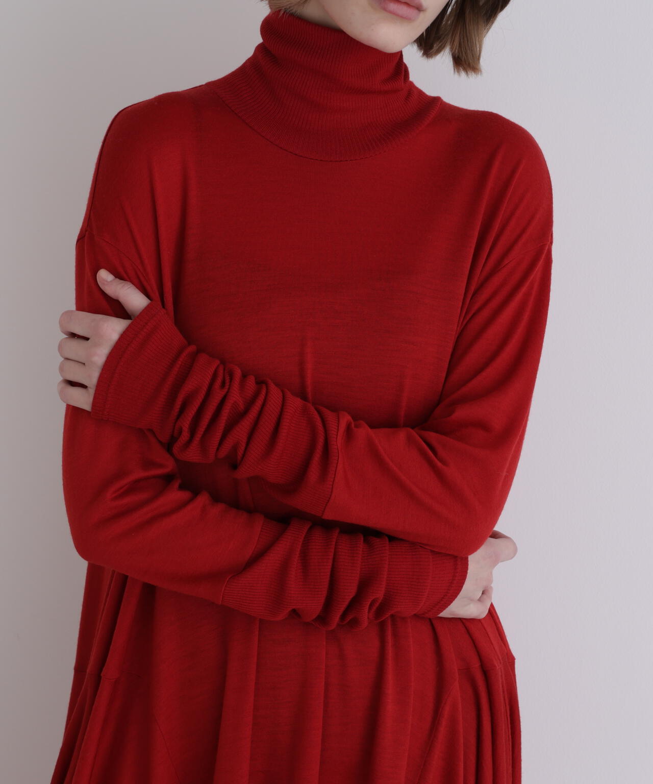 ウールジャージーコンビカットソー