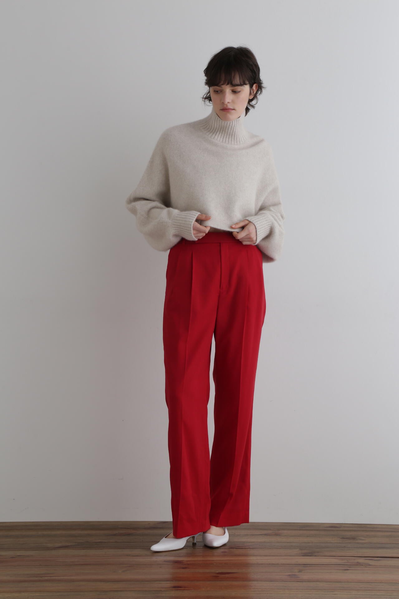 フォックス混ハイネックニット