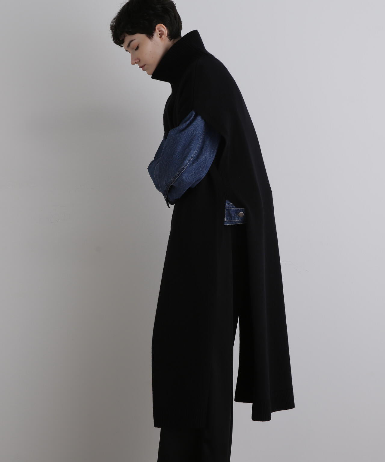 ウールミドルゲージロングジレ