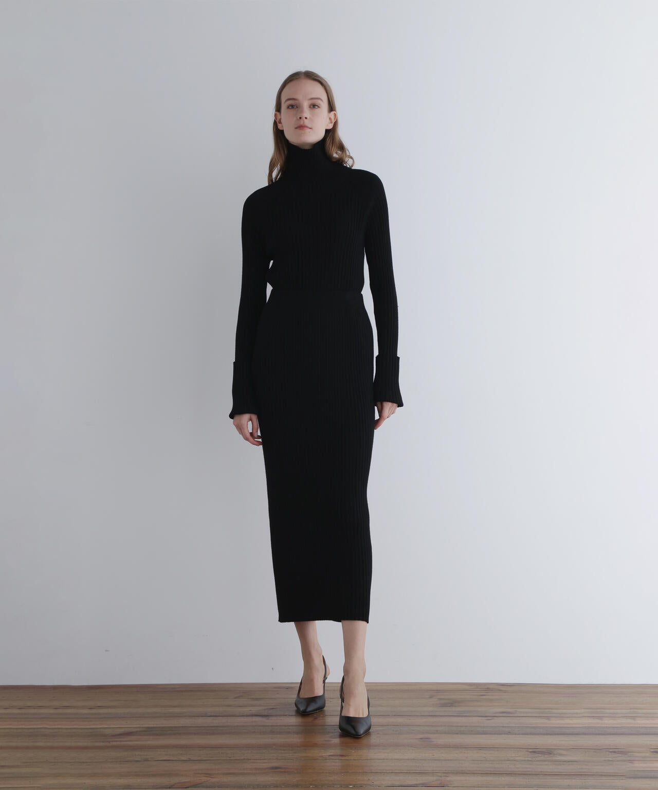 ワイドリブニットスカート