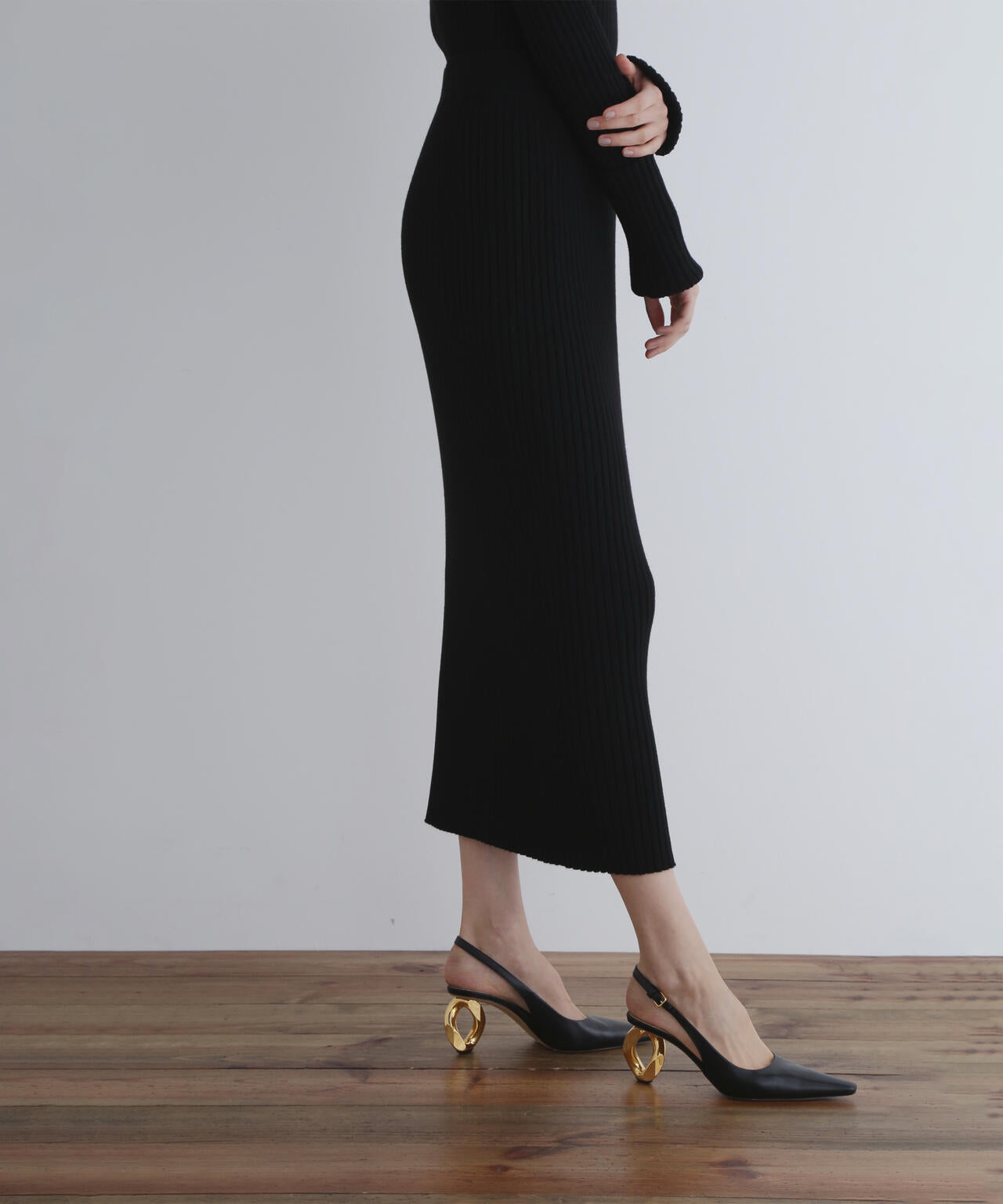 ワイドリブニットスカート
