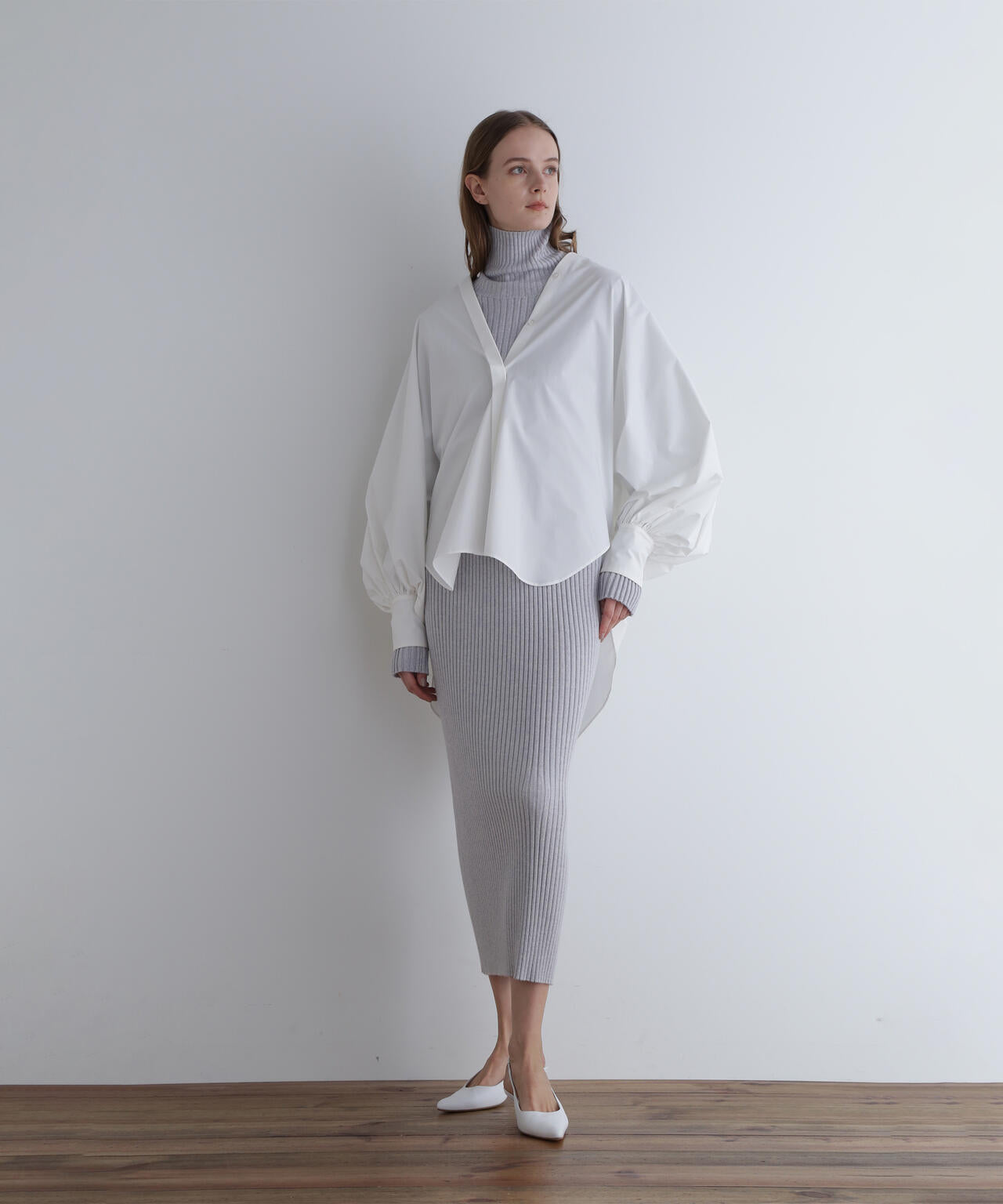 ワイドリブニットスカート