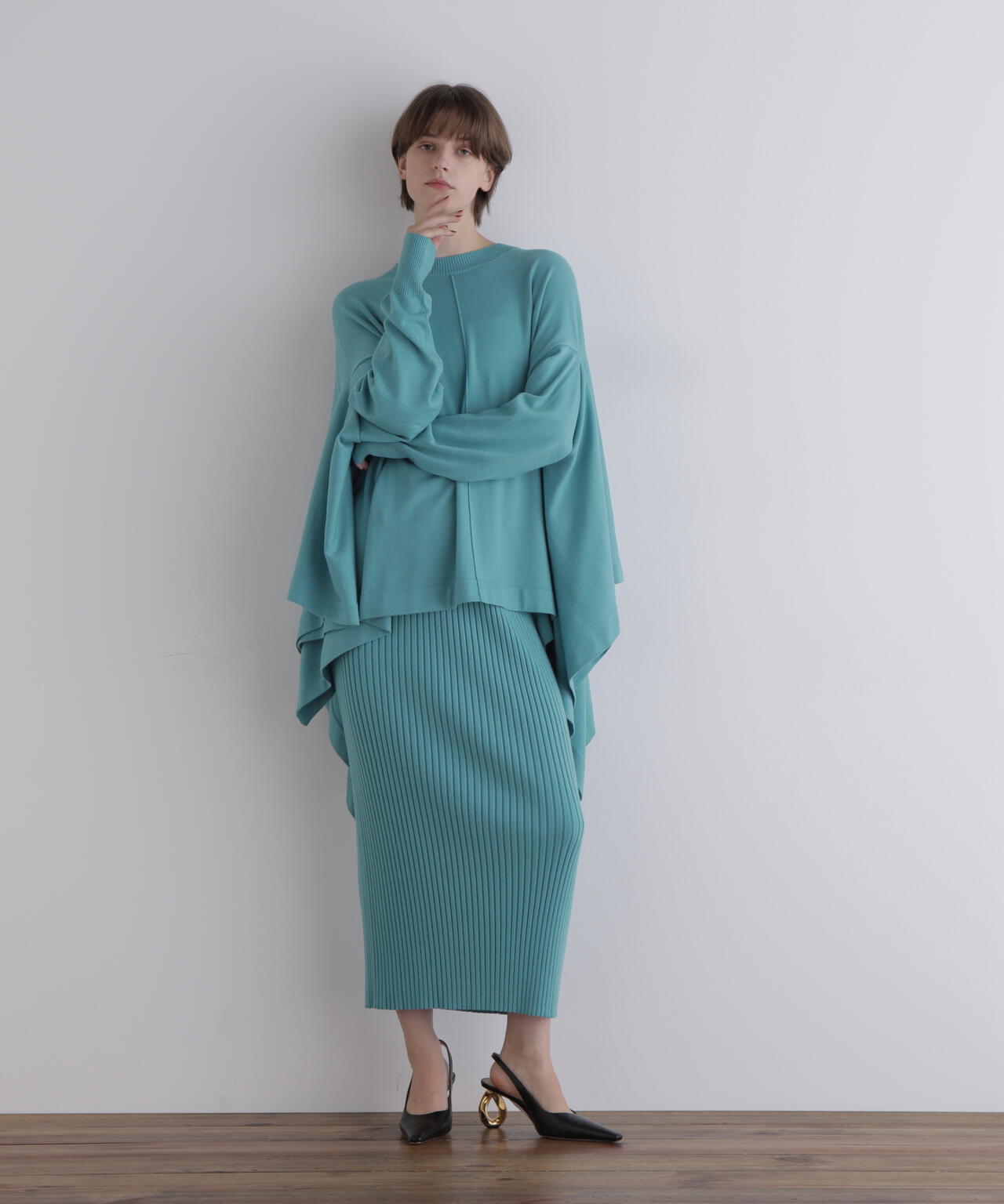 ワイドリブニットスカート