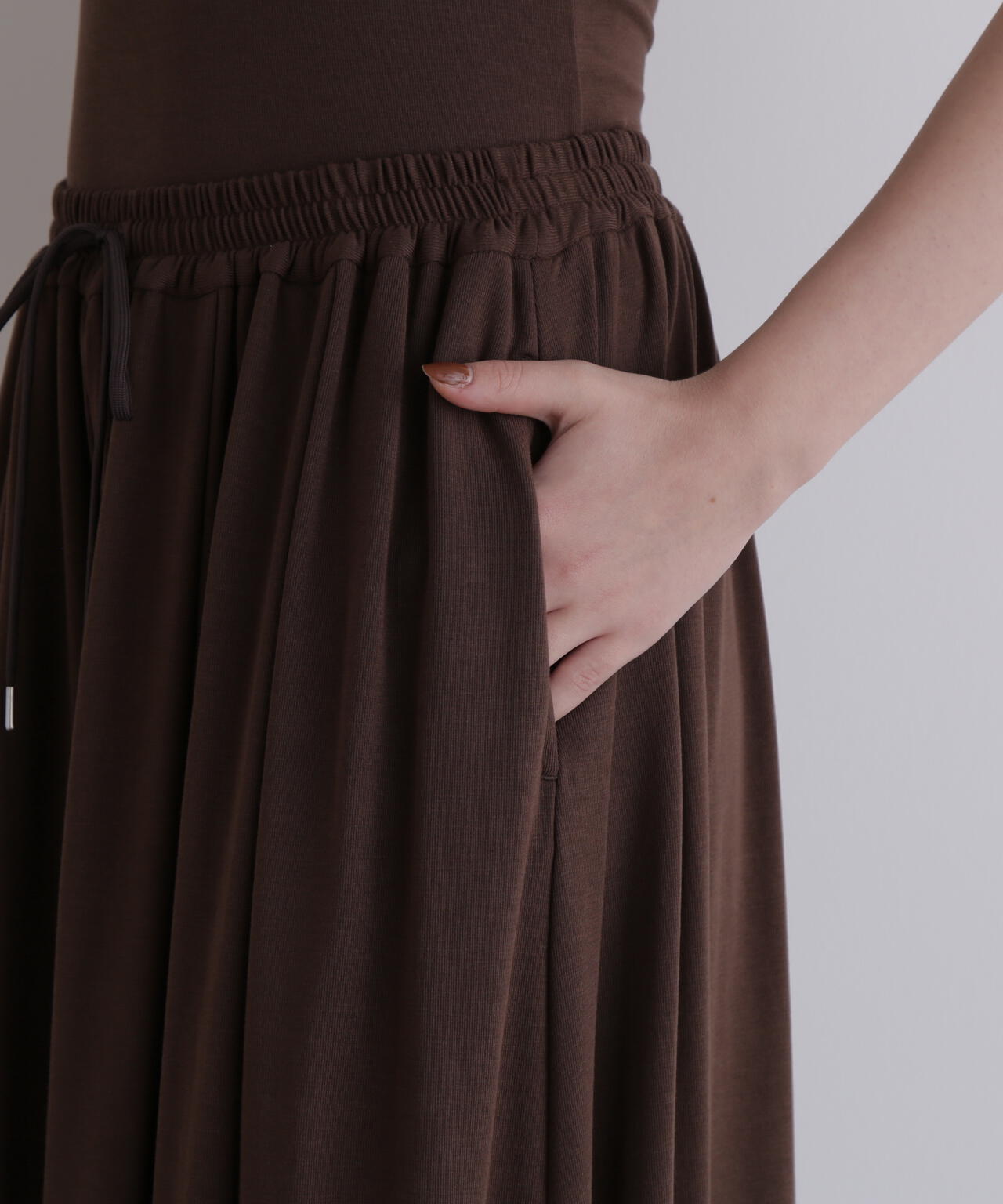 レーヨンギャザーワイドパンツ