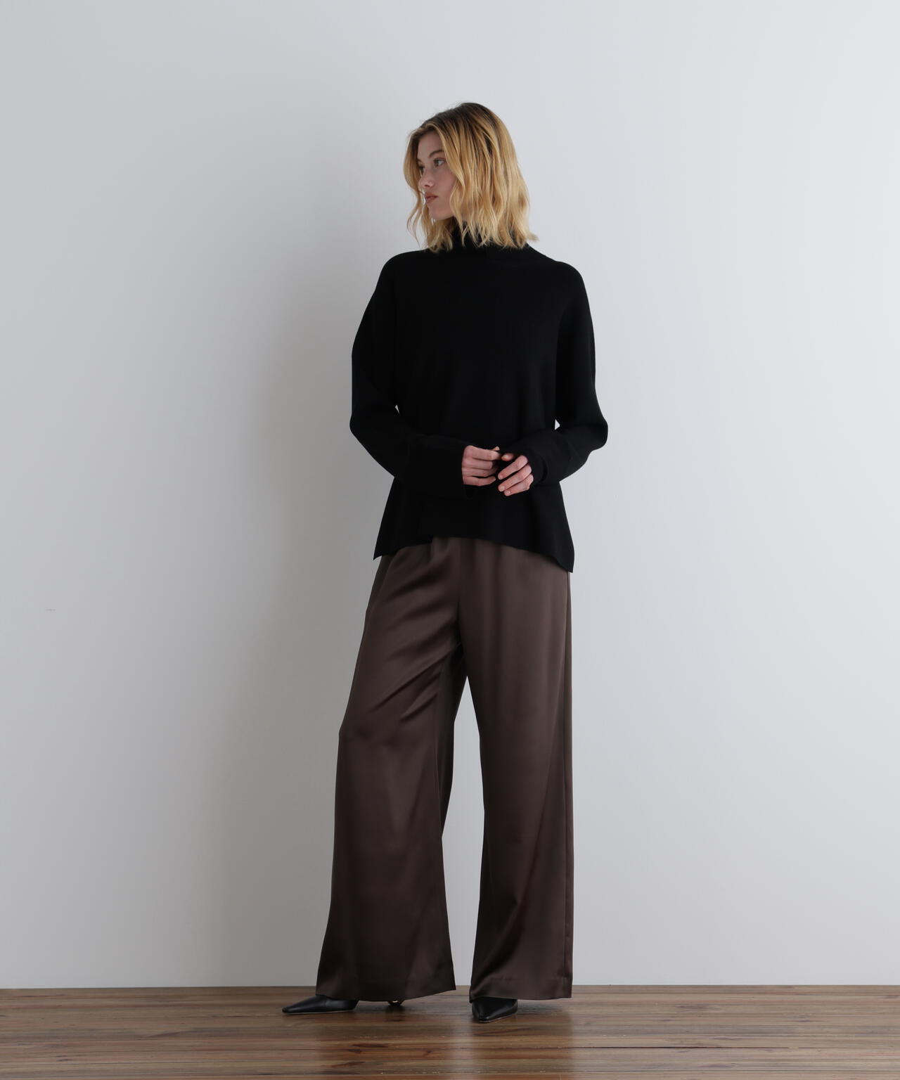 LE PHIL オーバーサイズブラウンシャツ LE PHIL ブラウス シャツ オーバーサイズロングカフスシャツ