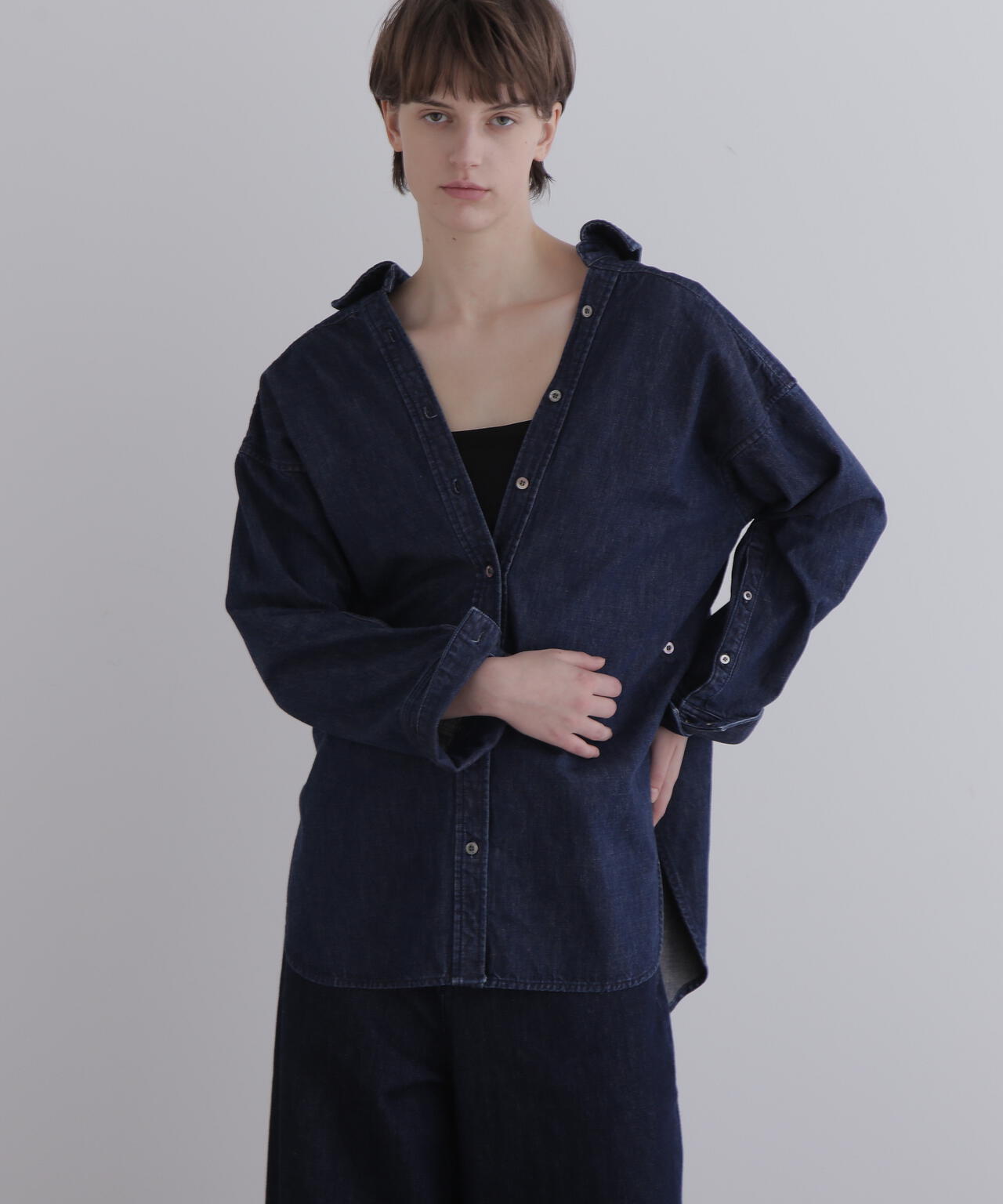 オーバーサイズデニムブラウス
