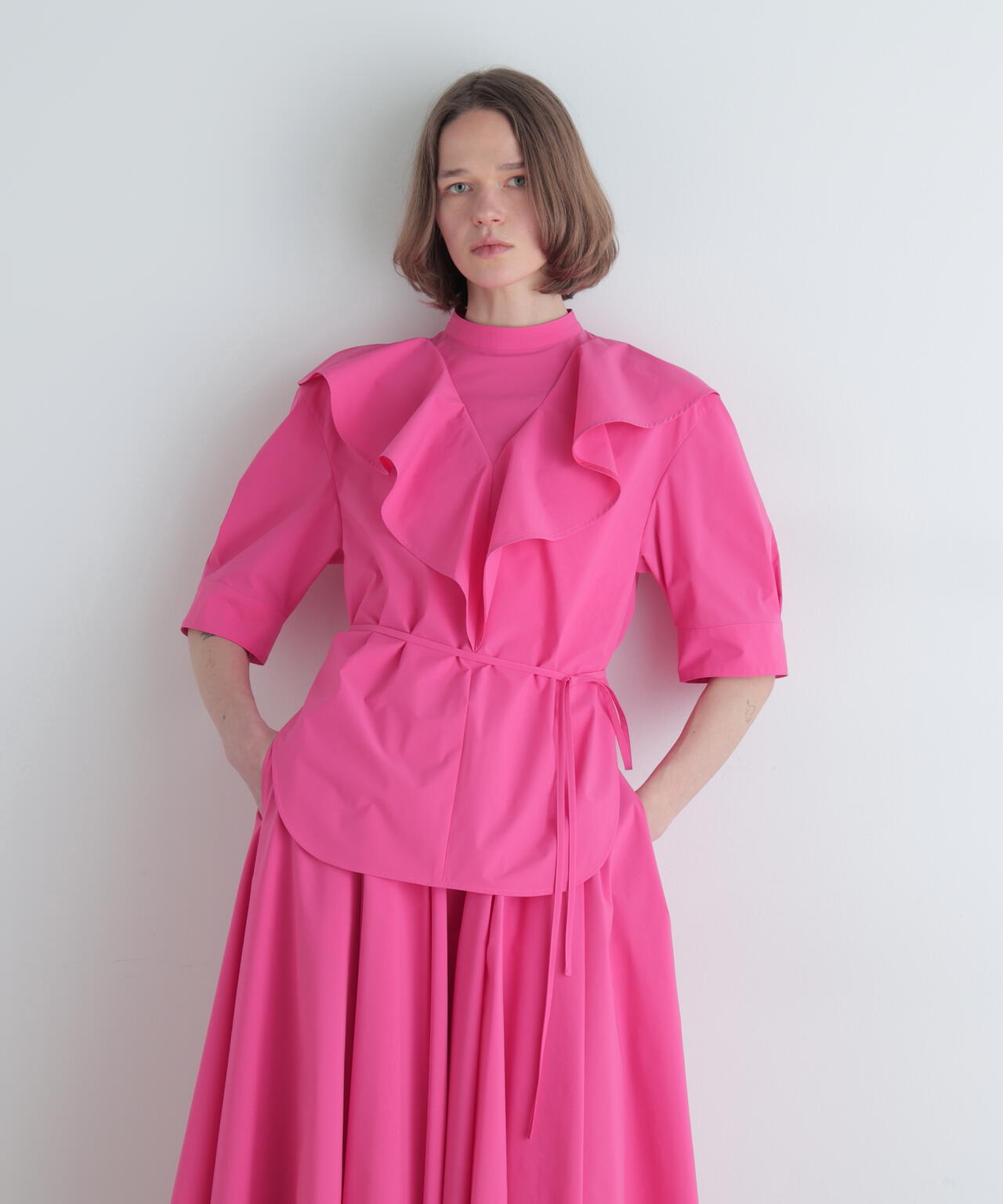 SOLOTEXブロードラッフルブラウス