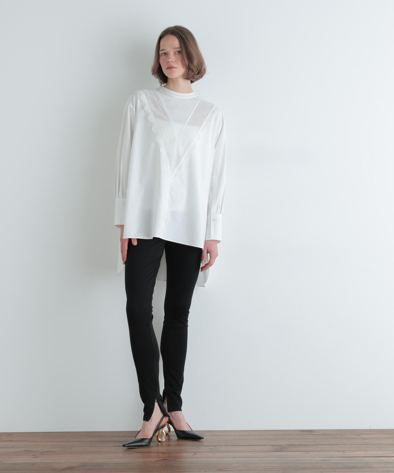 レース切り替えブラウス