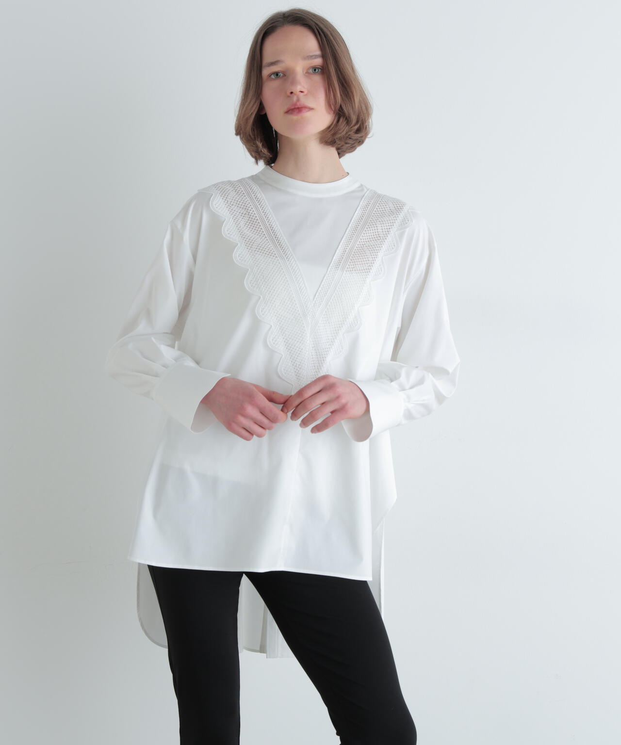 レース切り替えブラウス