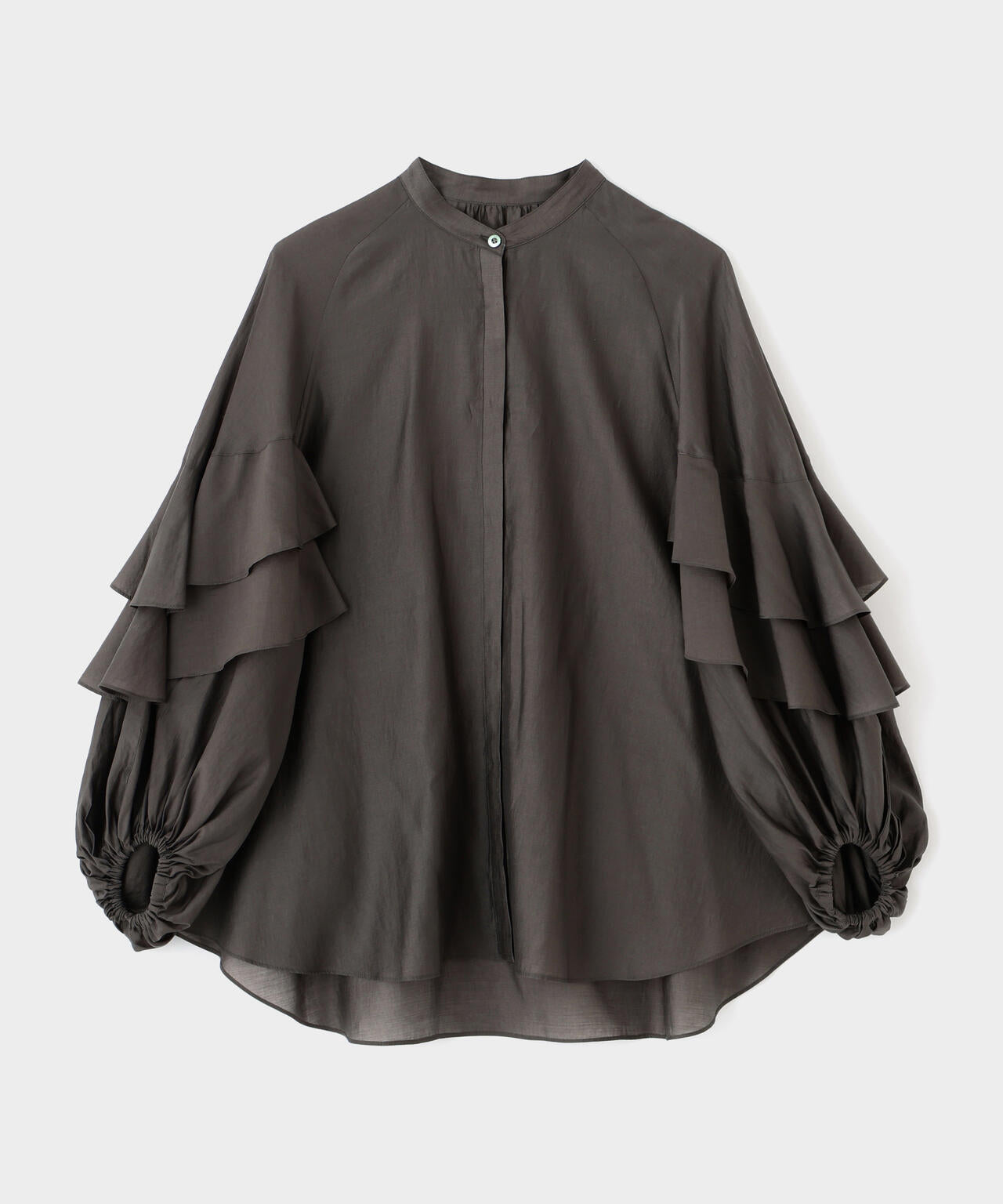 スタンドカラーフリルブラウス