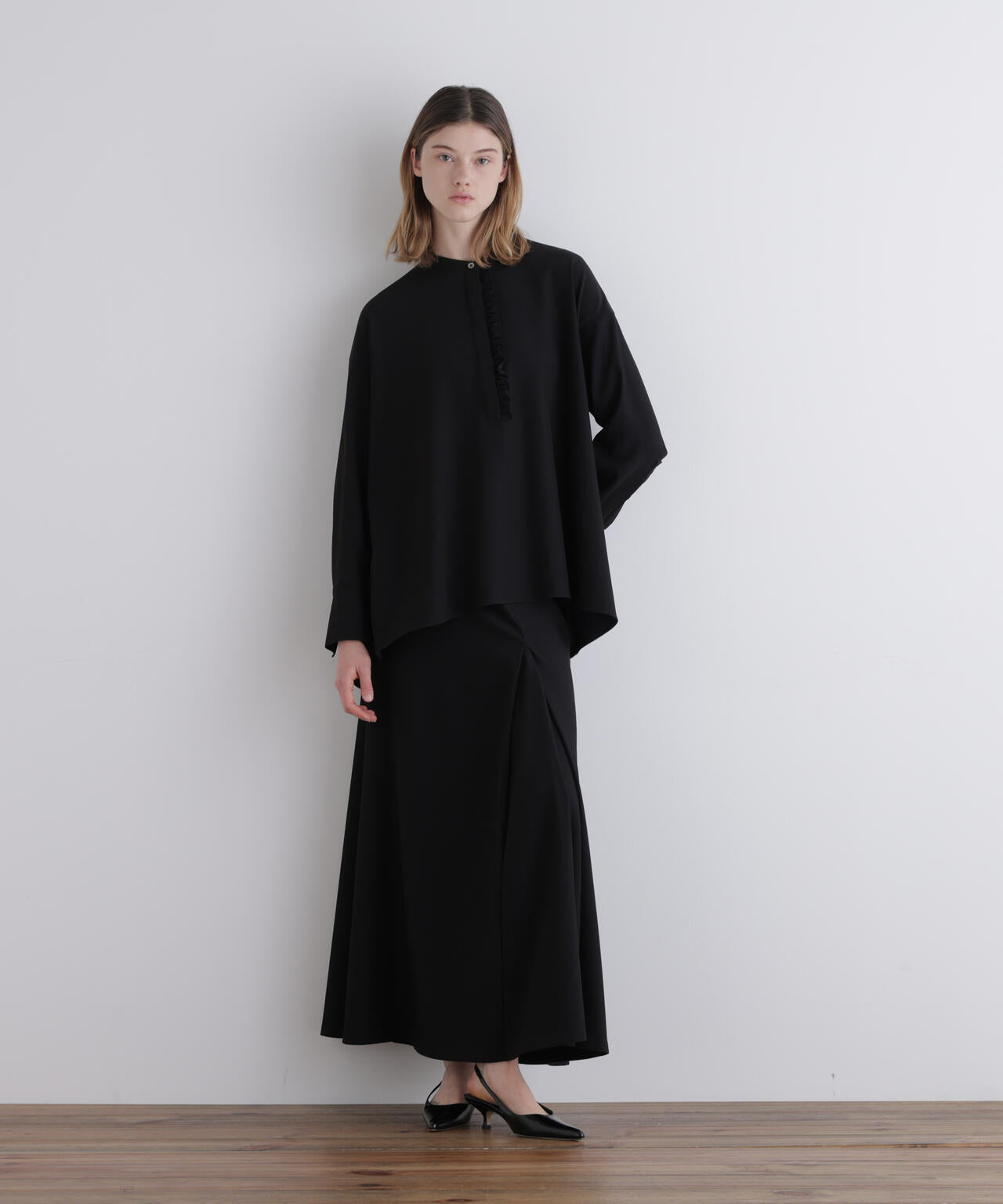 2WAYツイルドレープブラウス