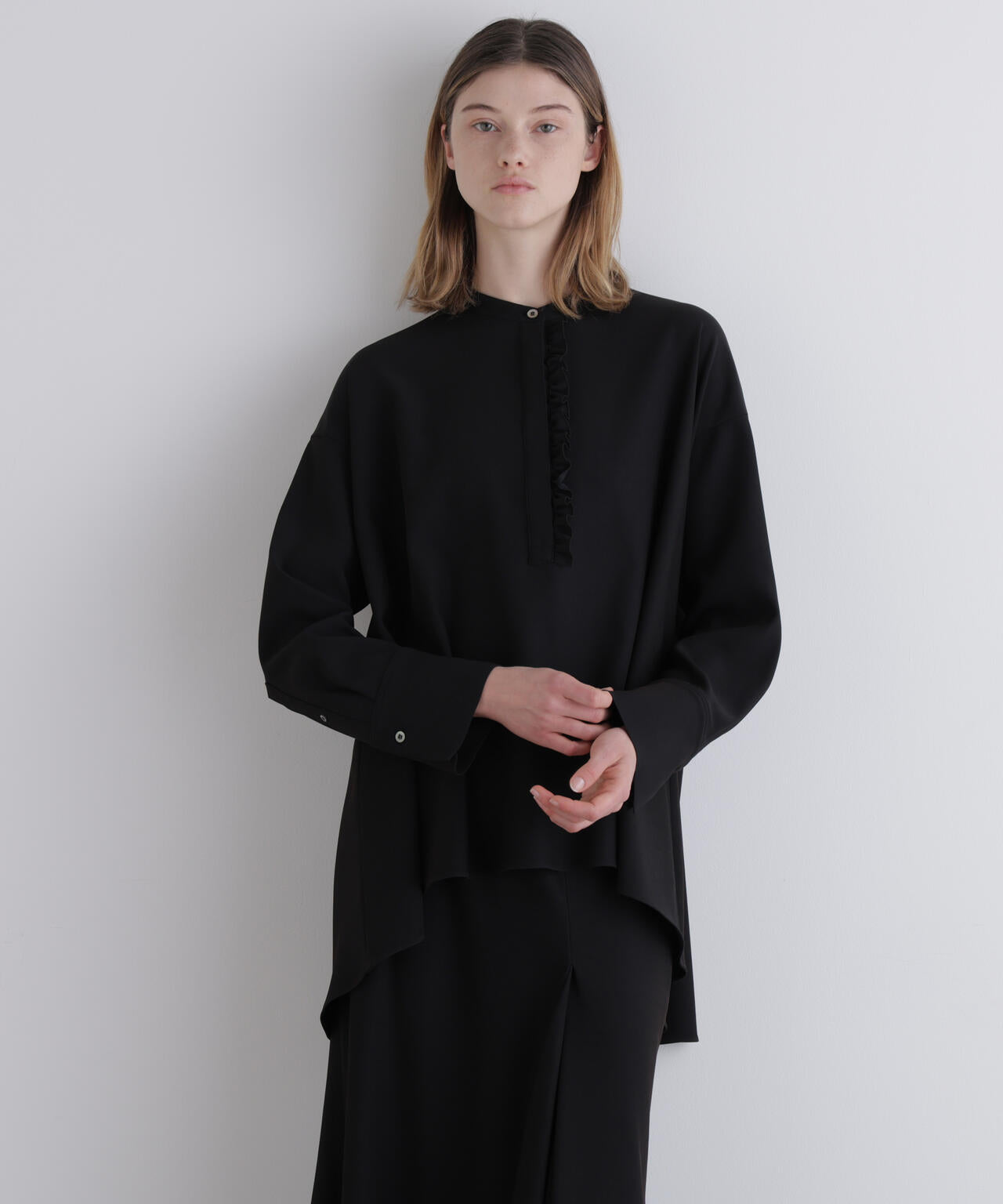2WAYツイルドレープブラウス