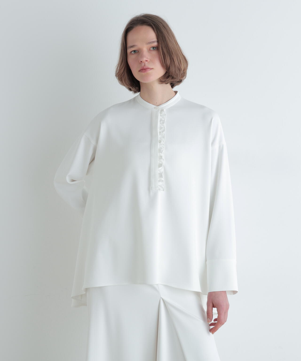 2WAYツイルドレープブラウス