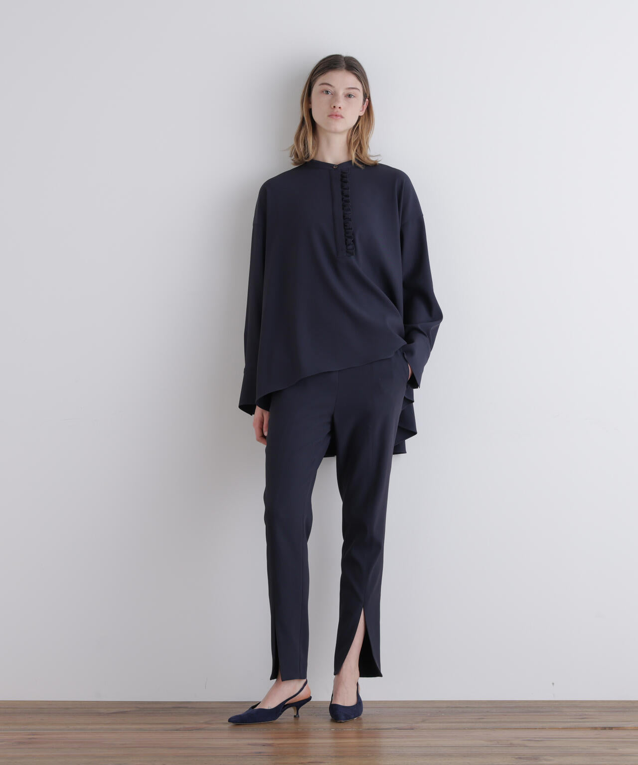 2WAYツイルドレープブラウス