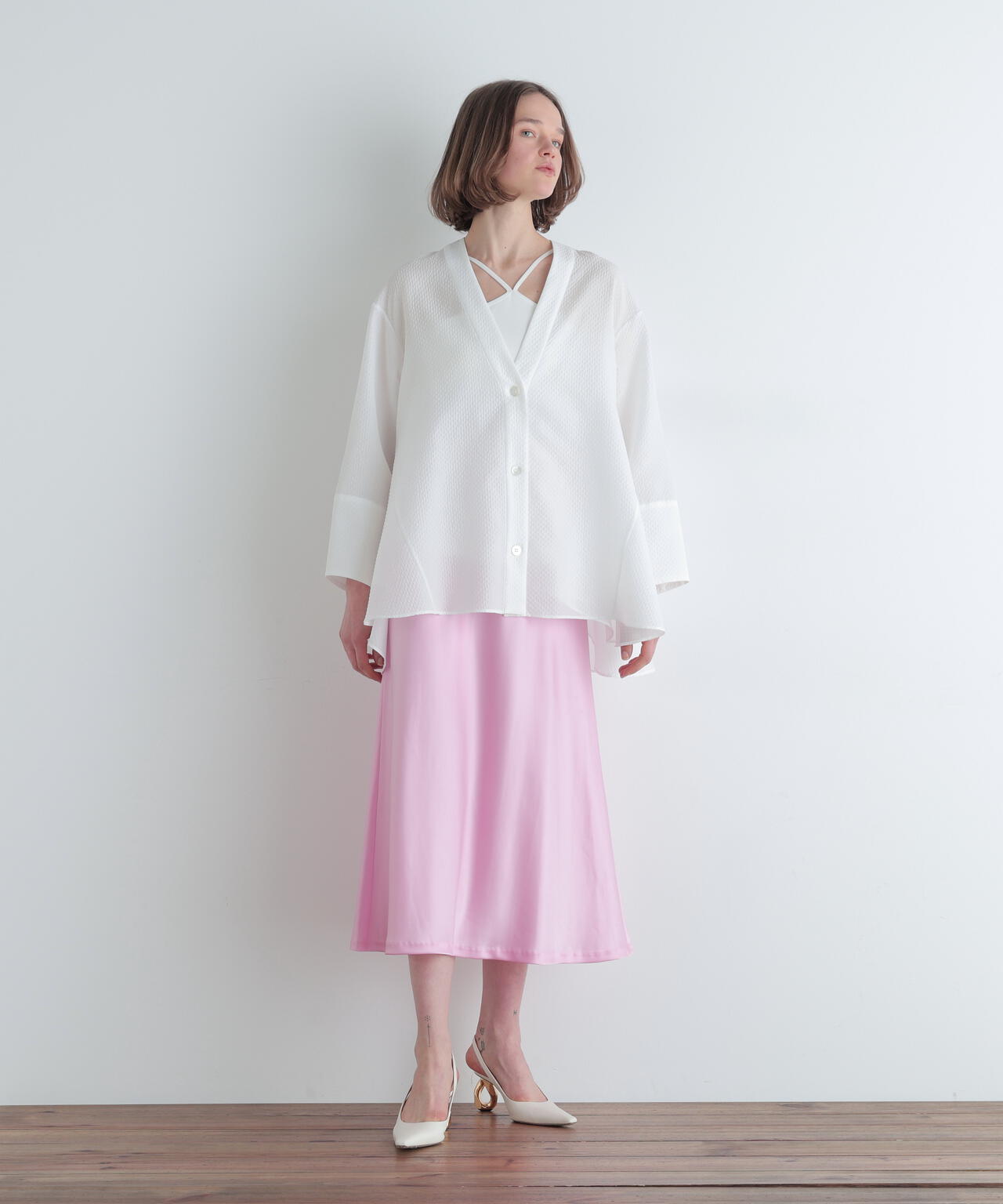 スクエアジャカードカーディガン