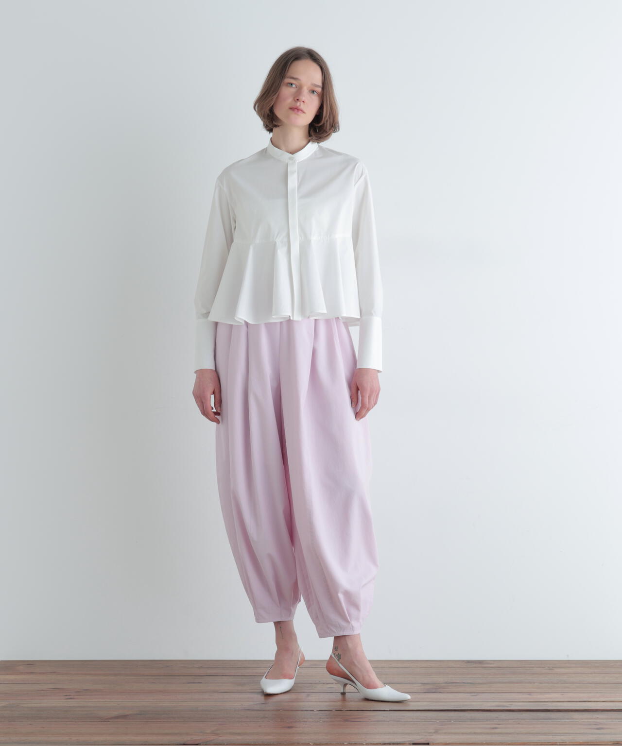 SOLOTEXブロードショートペプラムブラウス