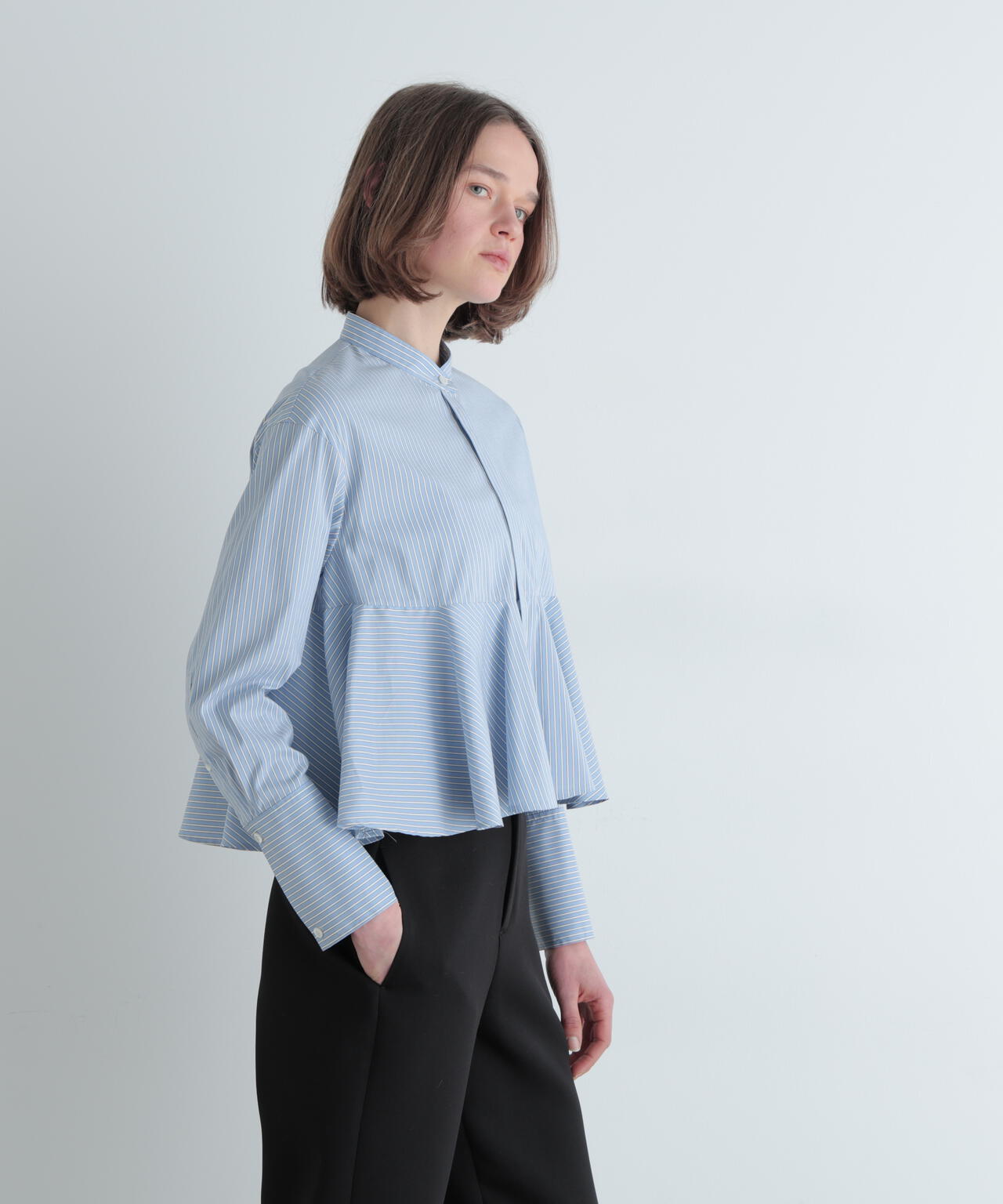 SOLOTEXブロードショートペプラムブラウス