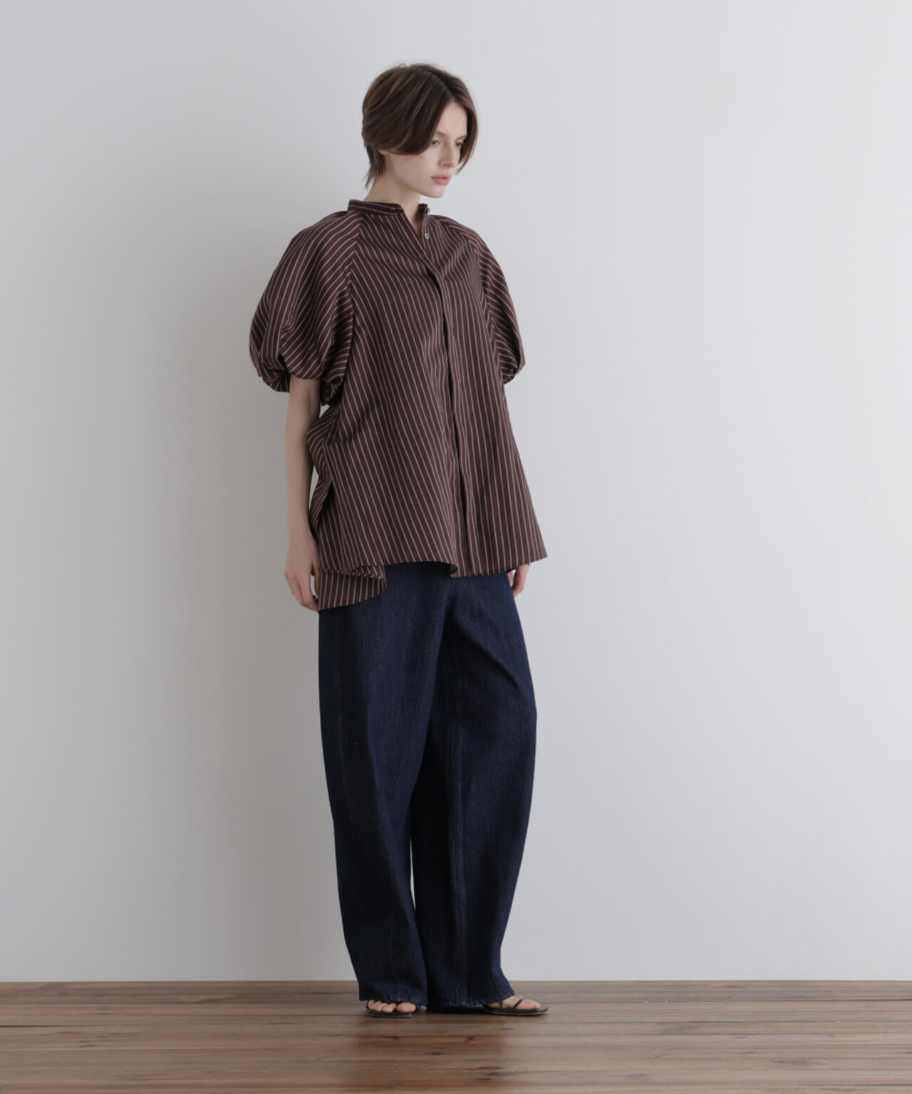 CITY 2WAYレーヨンリネンギャザースリーブブラウス ブラウン 新品 ギャザースリーブブラウス | LE PHIL（ル フィル） ｜【公式】通販mix