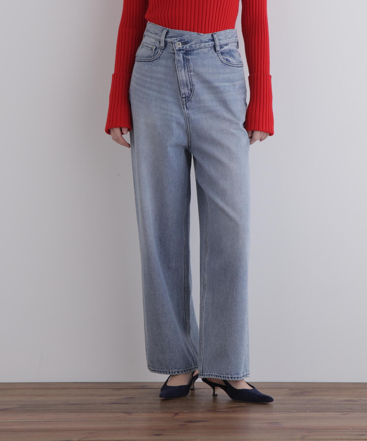 フロントクロスデニムパンツ