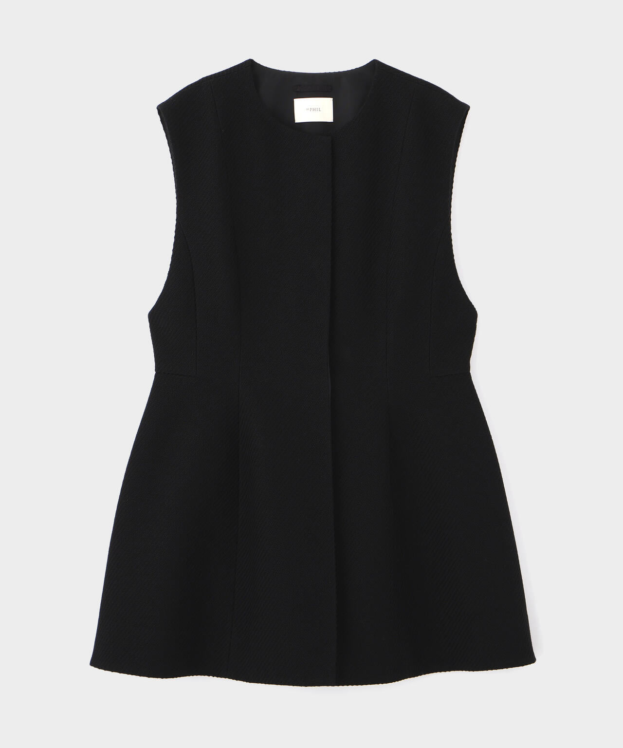 【美品】LE PHIL ルフィル フリンジツィードペプラムジレ LE PHIL(ル フィル)｜フリンジツィードペプラムジレ/ネイビー の通販