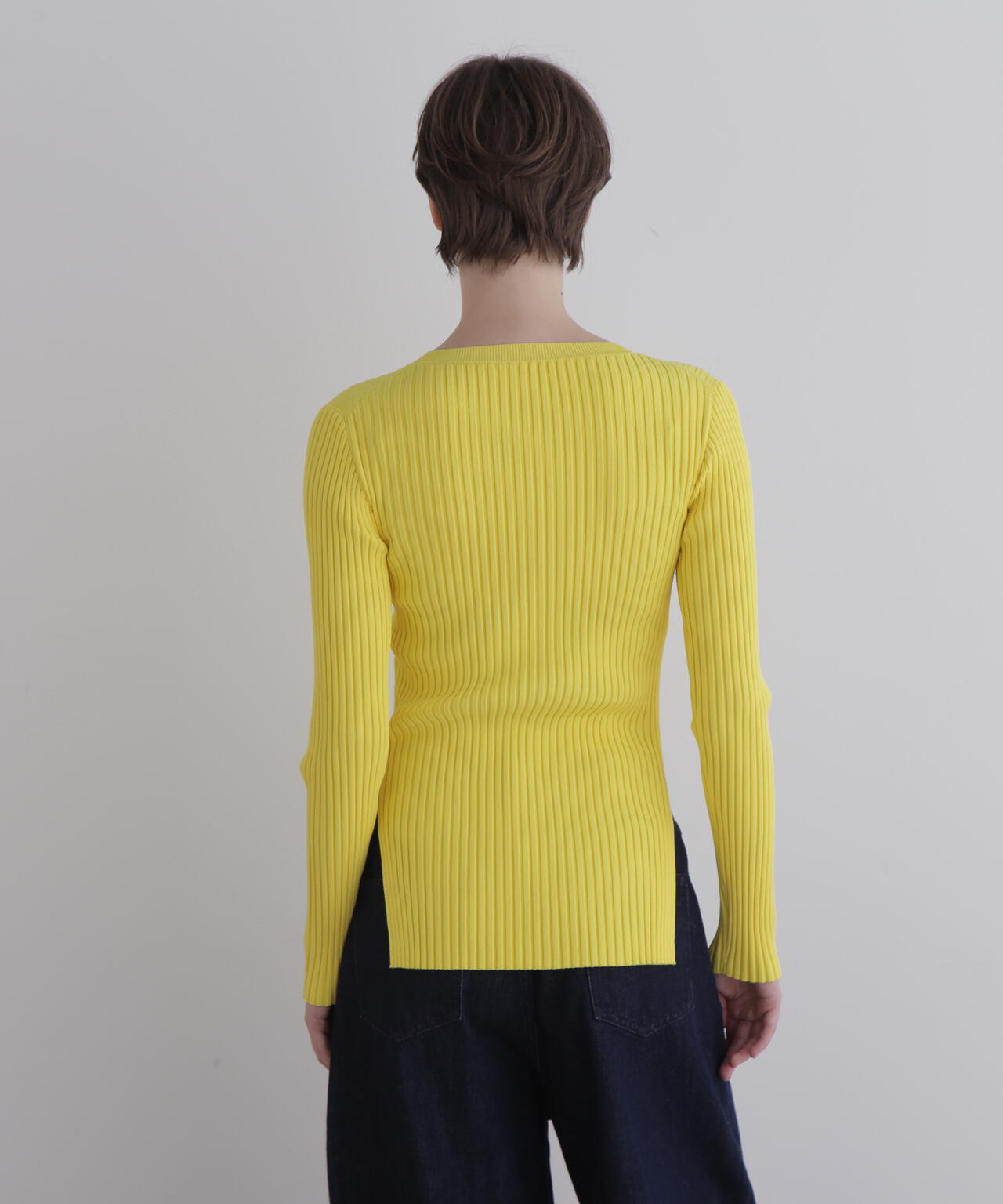 ワイドリブロングスリーブニット