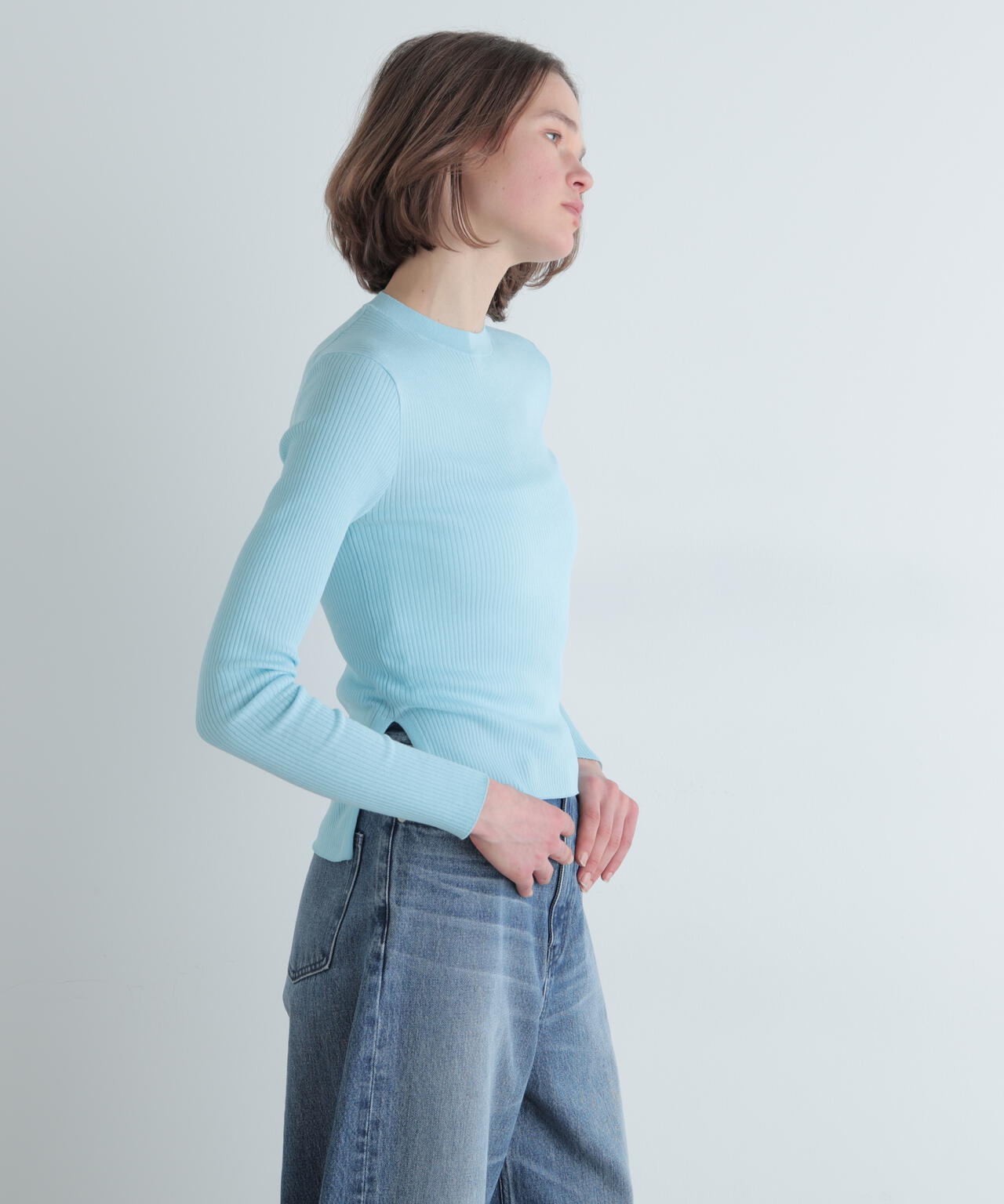 長袖シアーニット